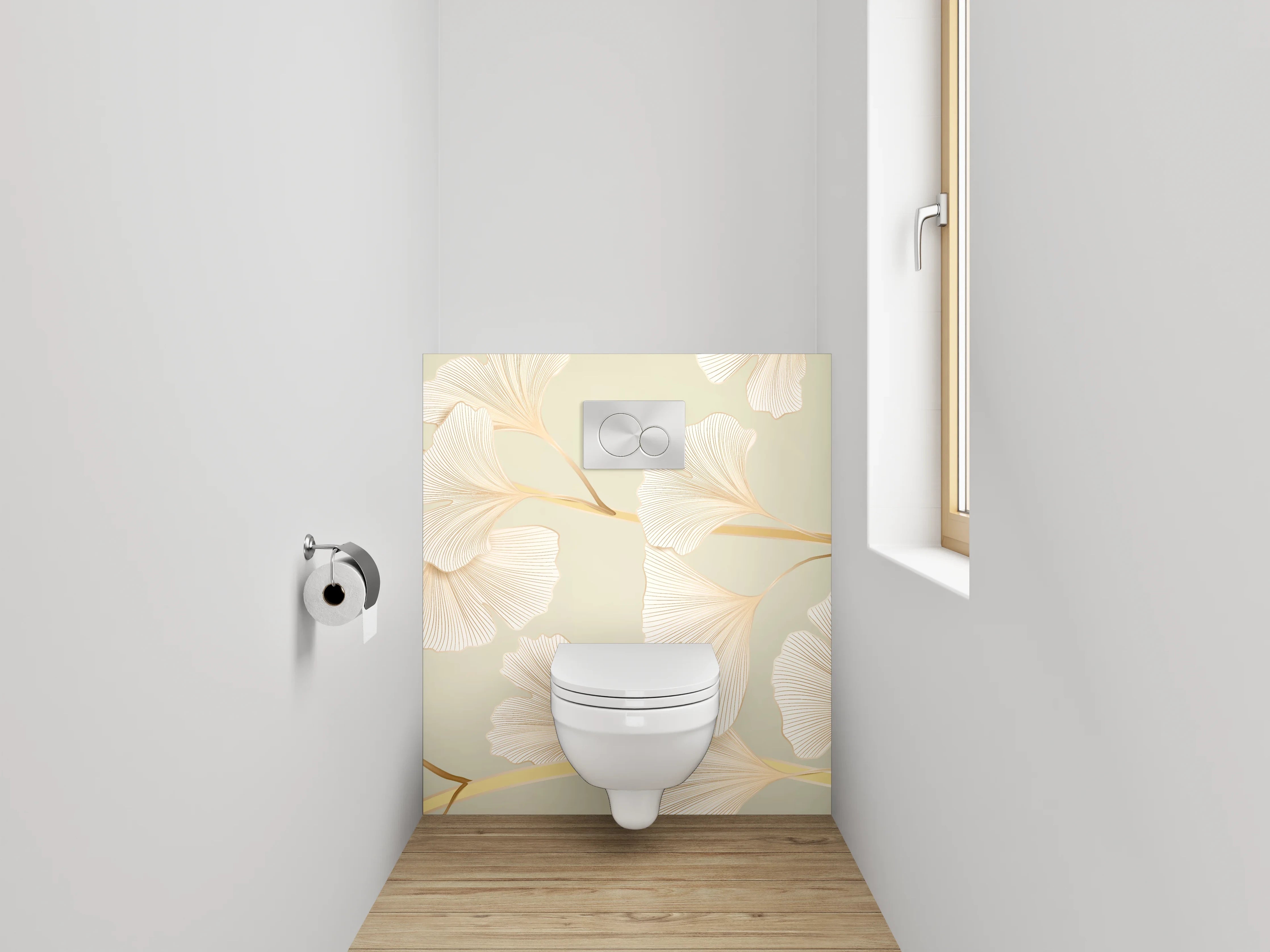 WC-Rückwand - Ginkgo Zweige Pastell Wandmotiv