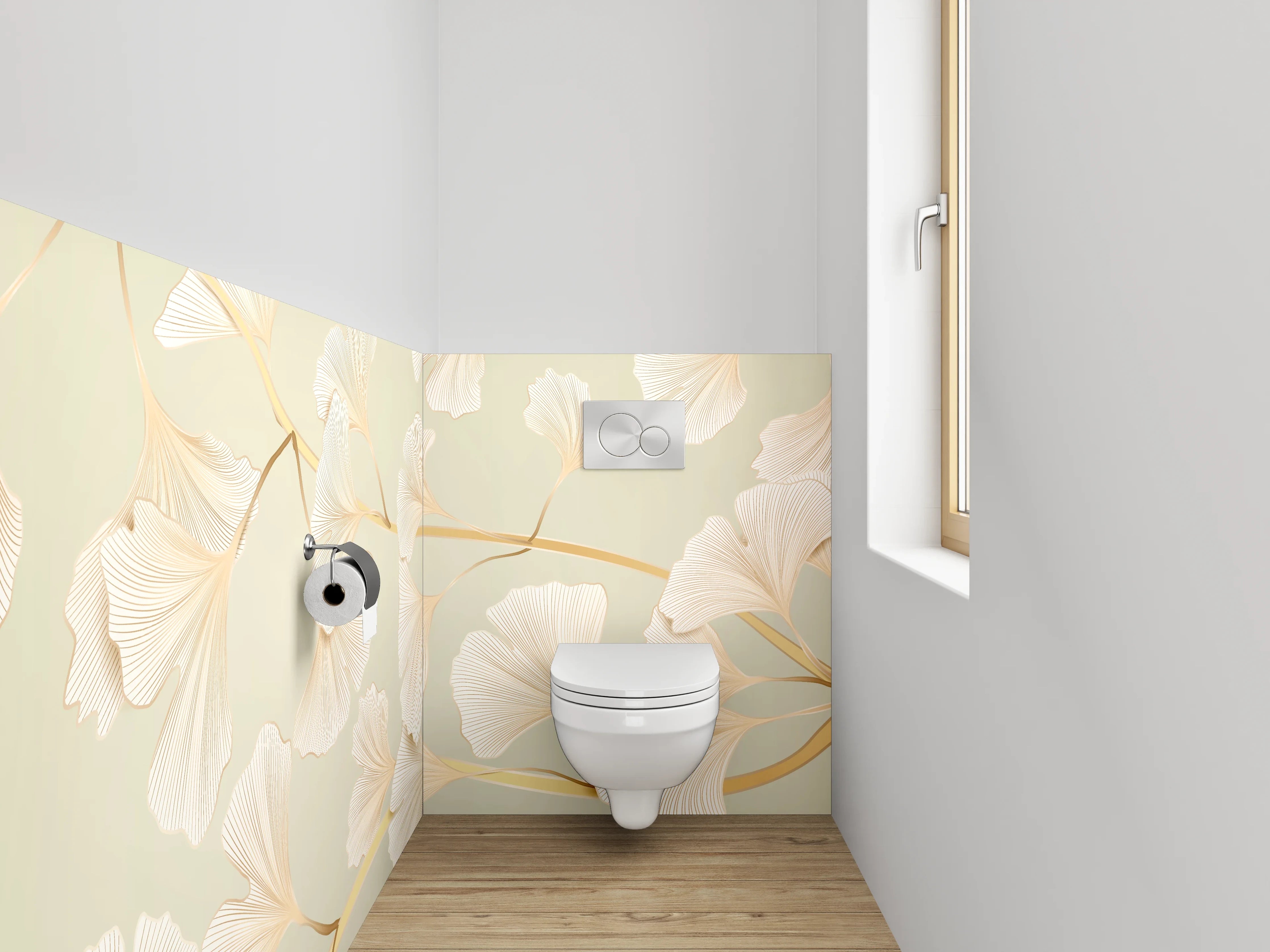 WC-Rückwand - Ginkgo Zweige Pastell Wandmotiv