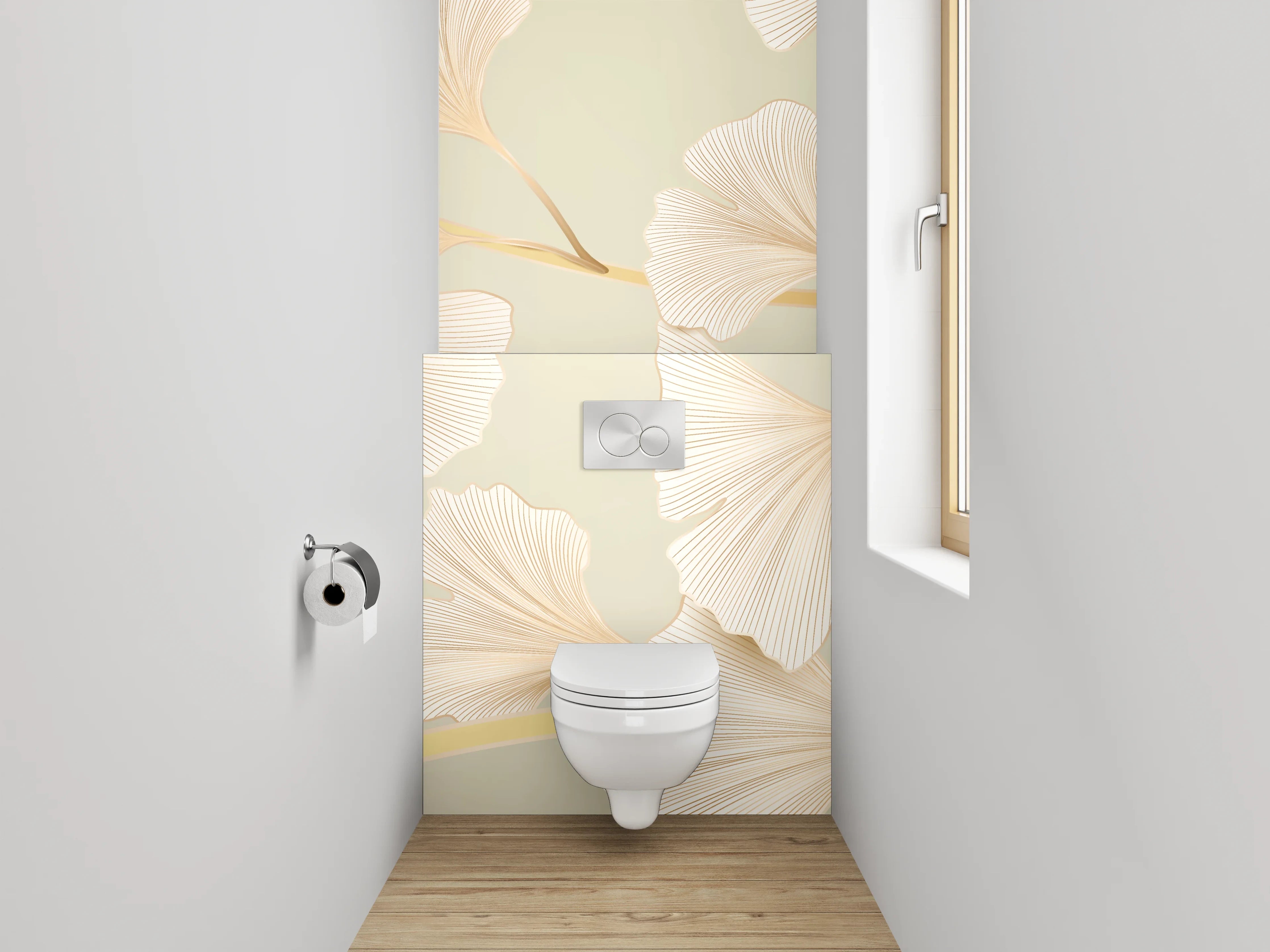 WC-Rückwand - Ginkgo Zweige Pastell Wandmotiv