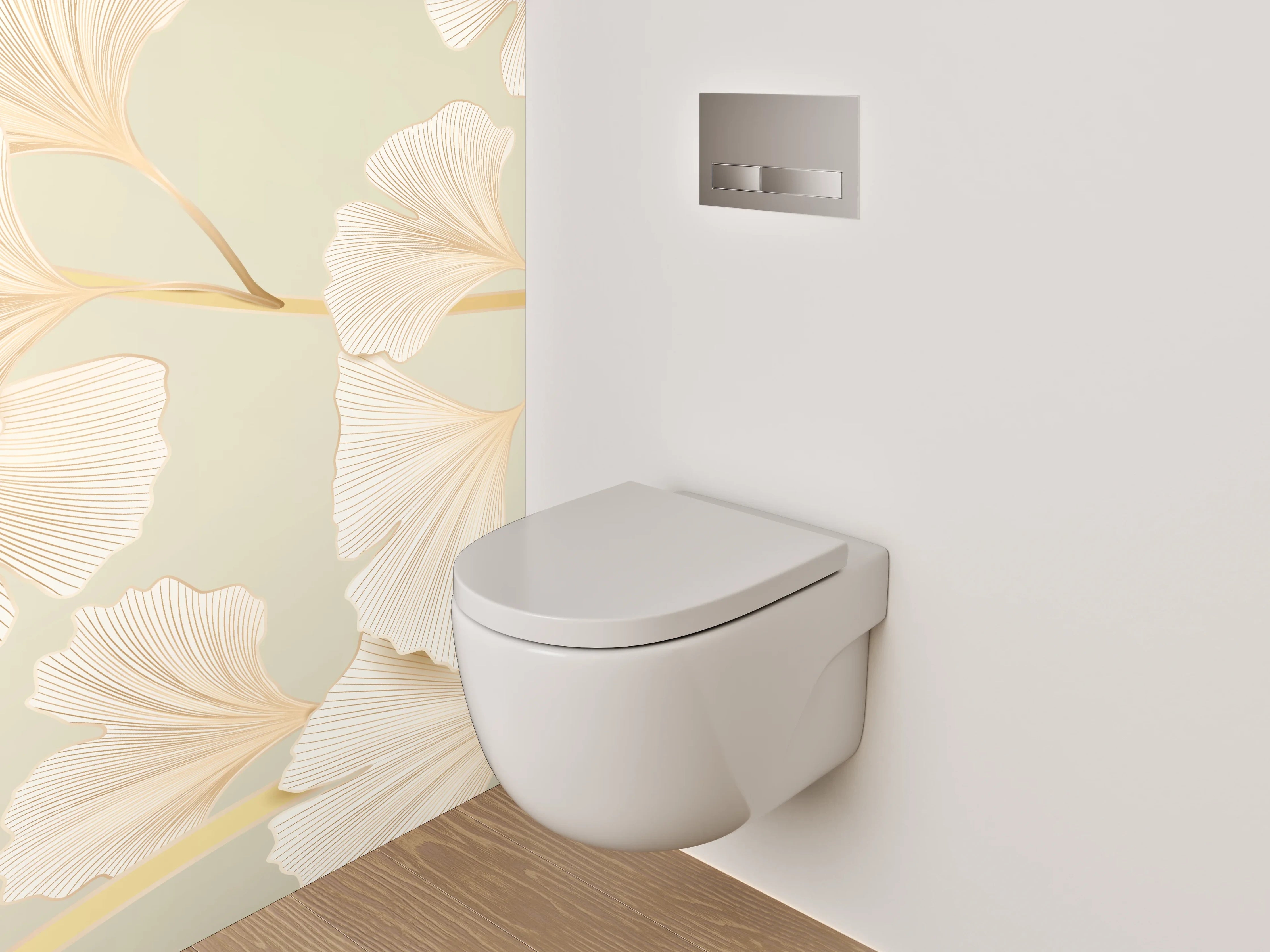 WC-Rückwand - Ginkgo Zweige Pastell Wandmotiv