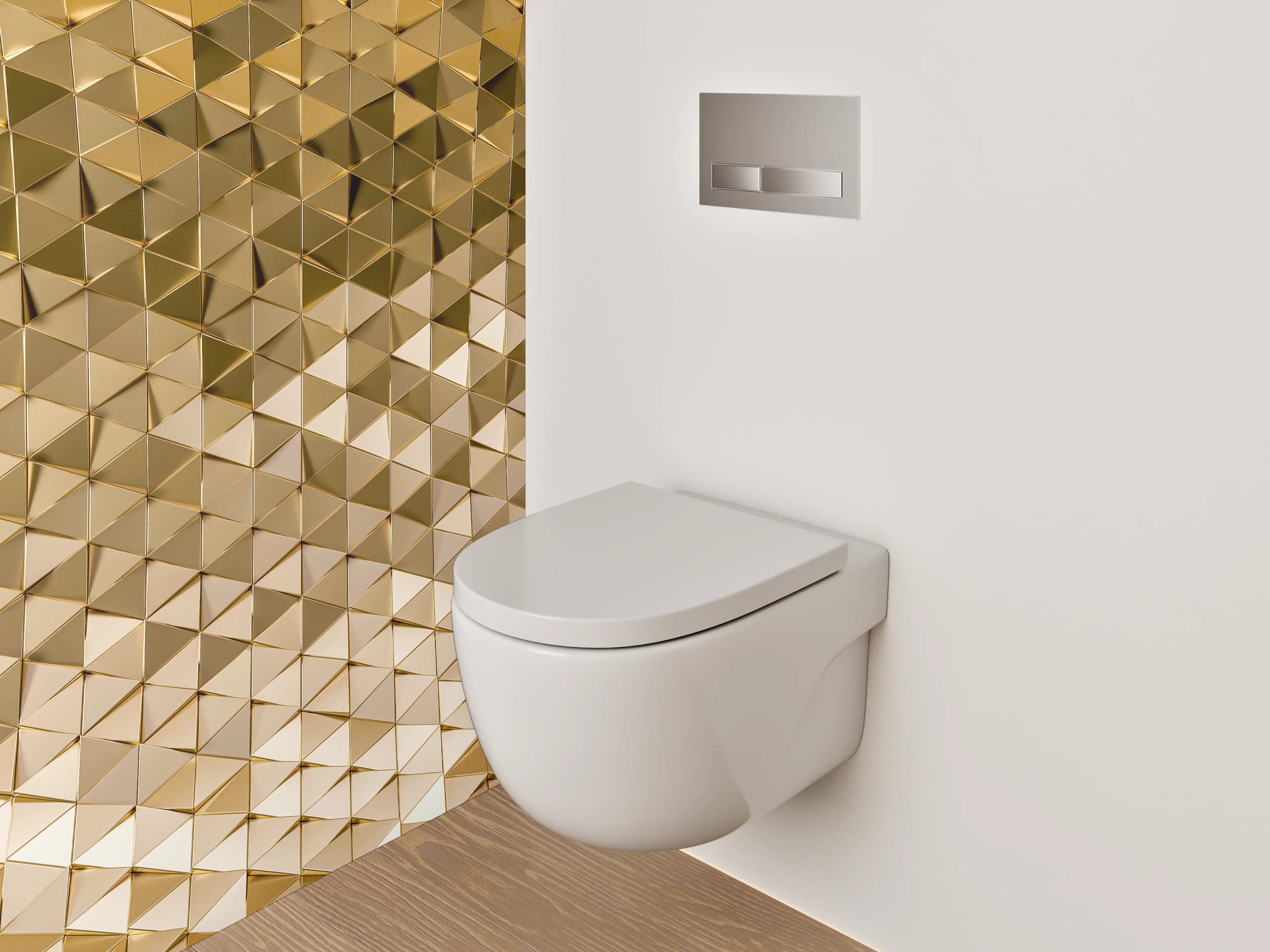 WC-Rückwand - Goldene 3D-Mosaikstruktur Muster