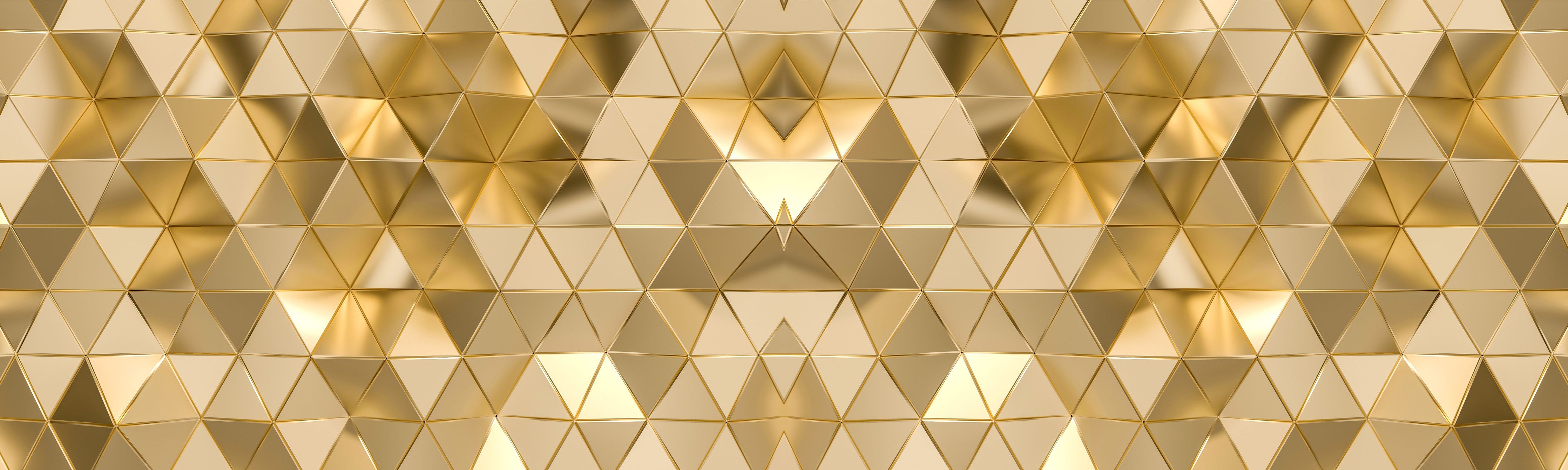 WC-Rückwand-Goldene 3D-Pyramiden Muster Tapete
