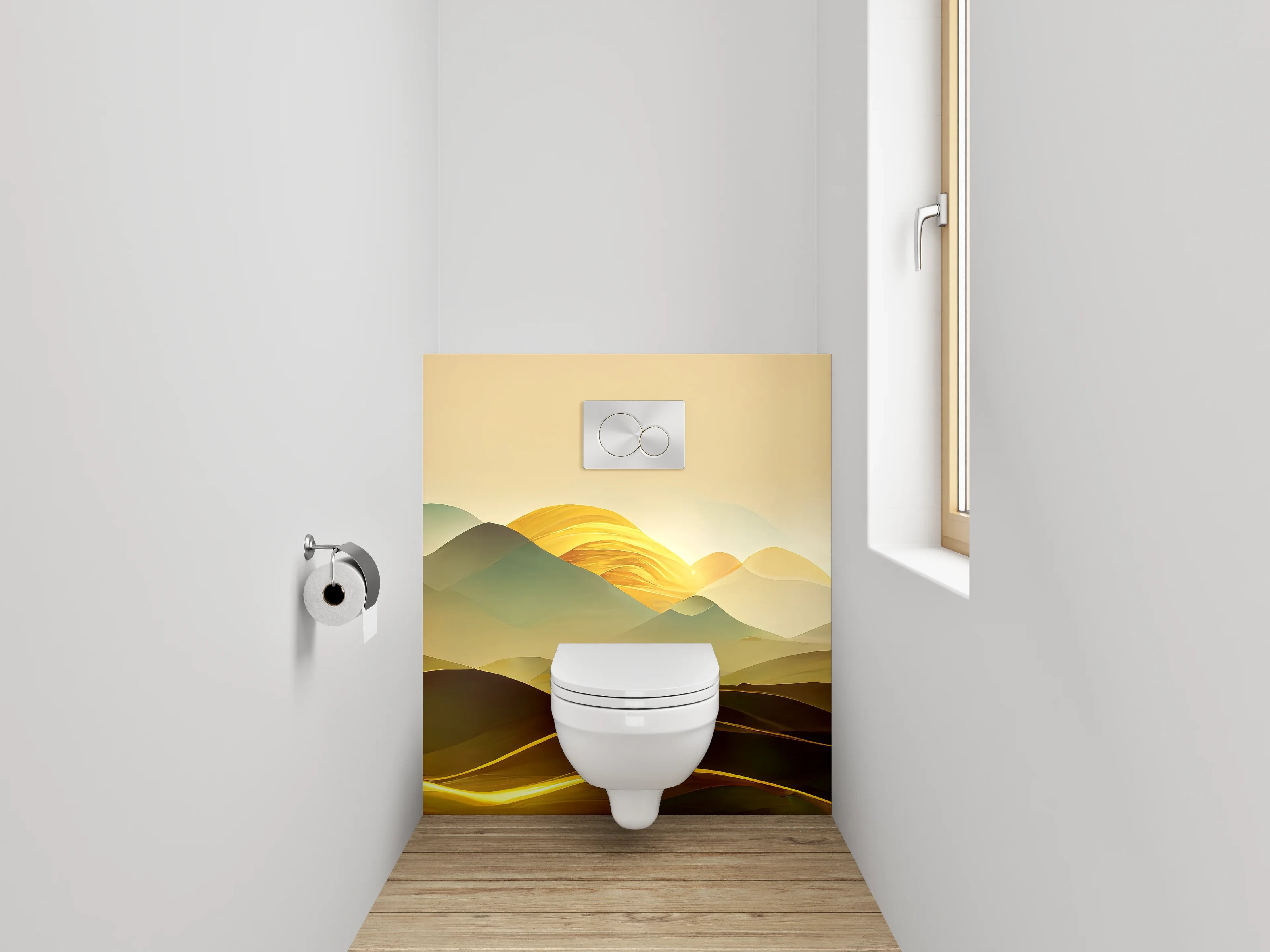 WC-Rückwand - Goldene Abstrakte Landschaft