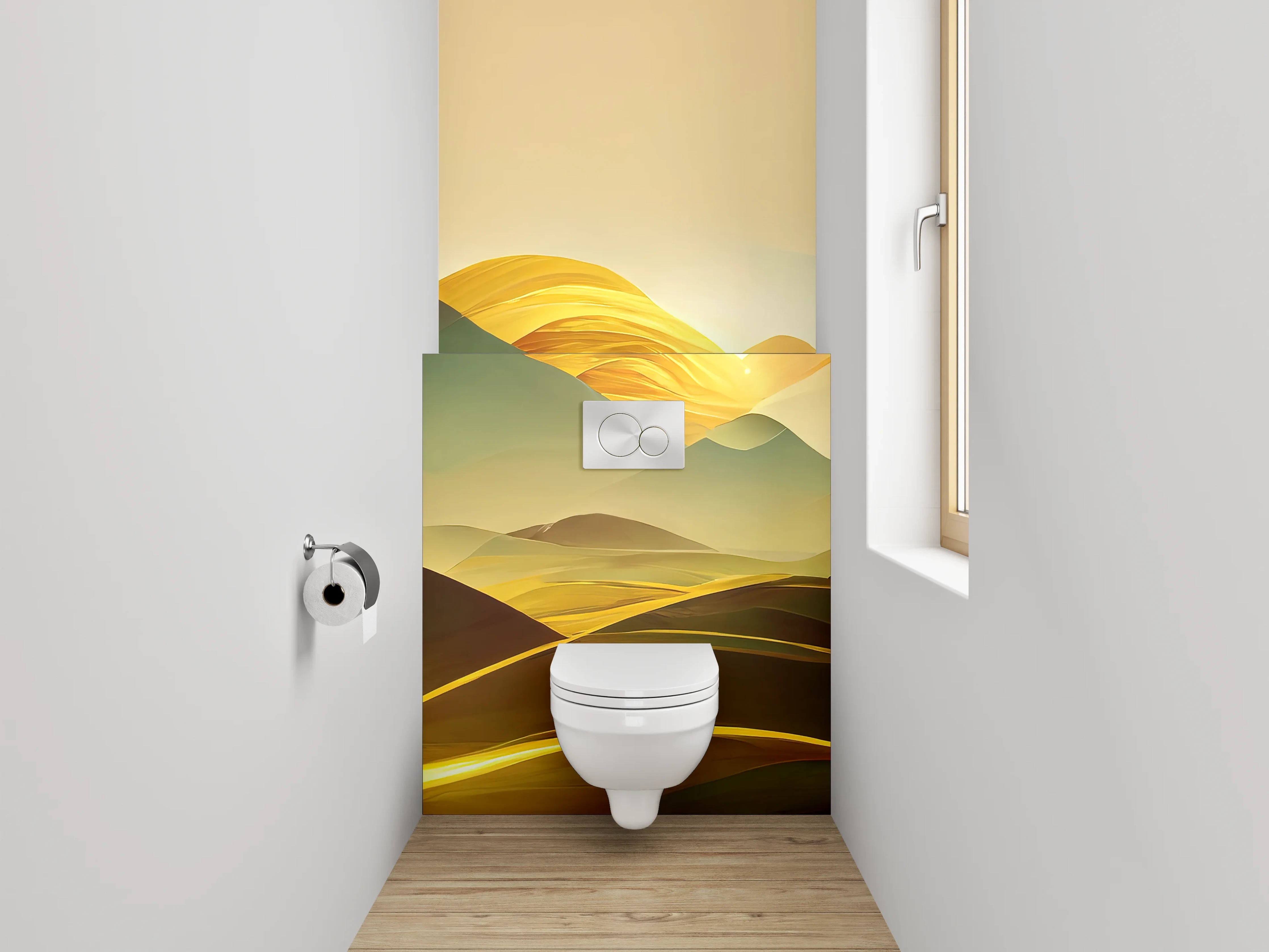 WC-Rückwand - Goldene Abstrakte Landschaft