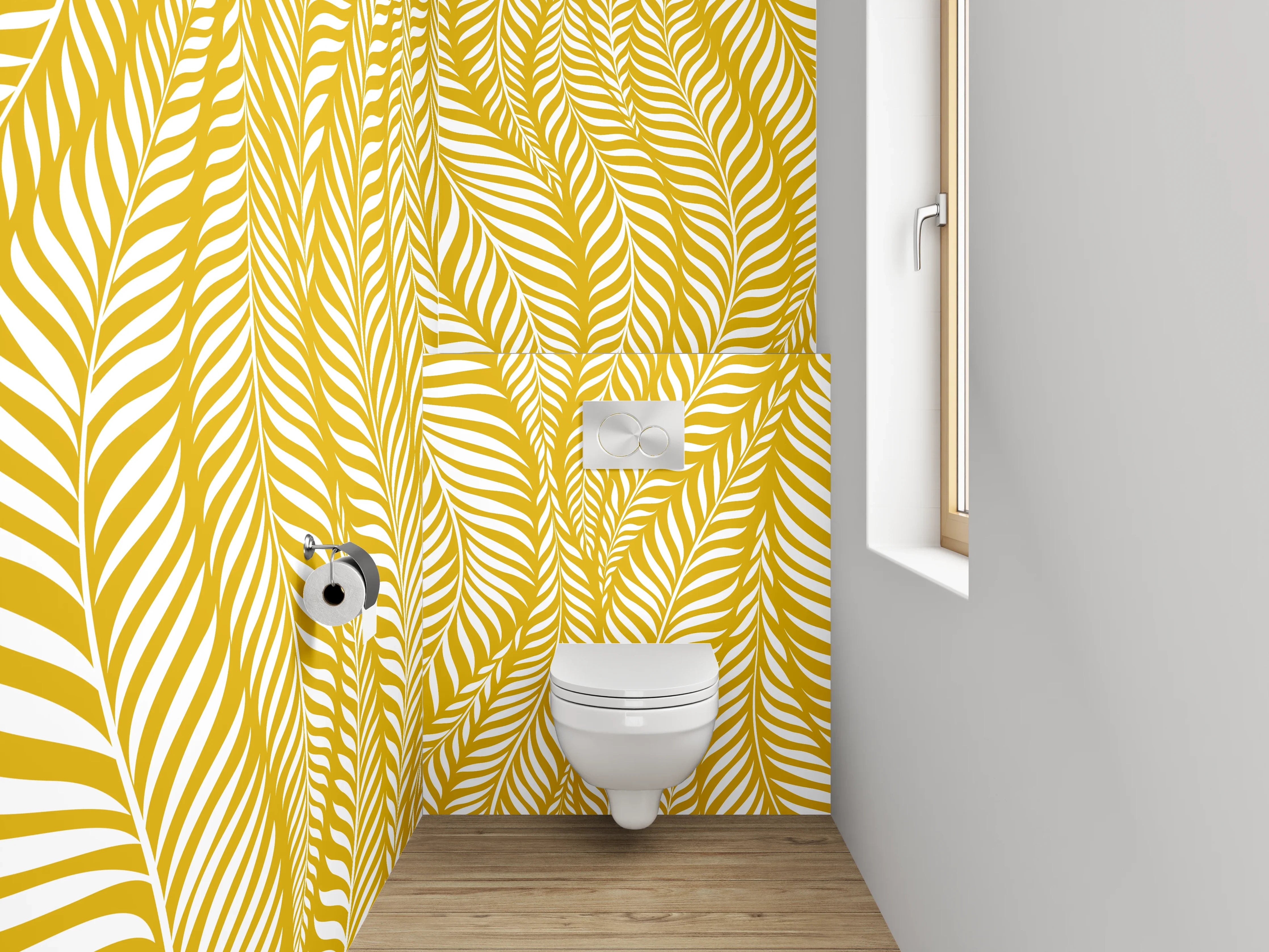 WC-Rückwand - Goldene Blätter Struktur Muster