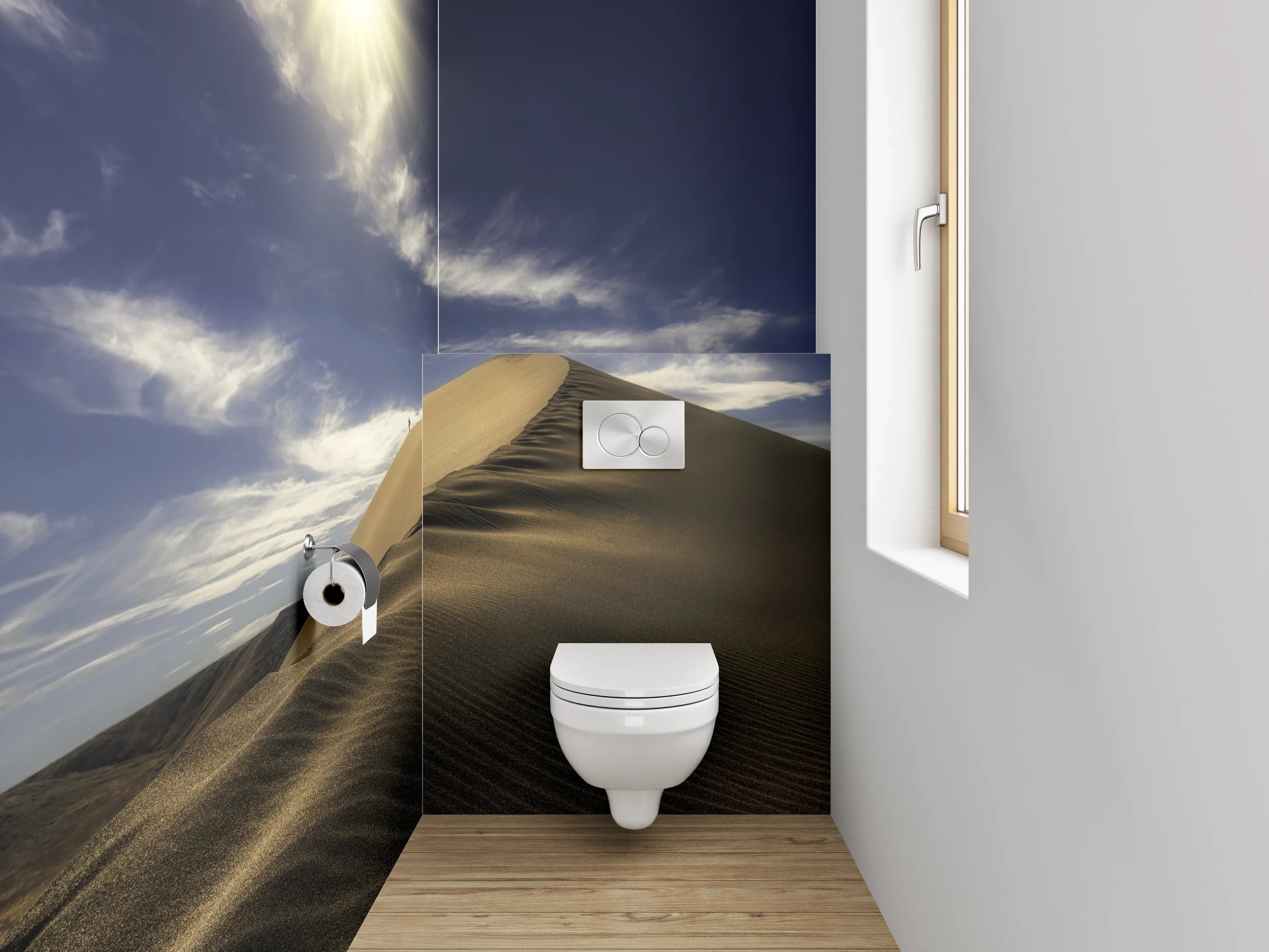 WC-Rückwand - Goldene Dünenlandschaft in der Wüste