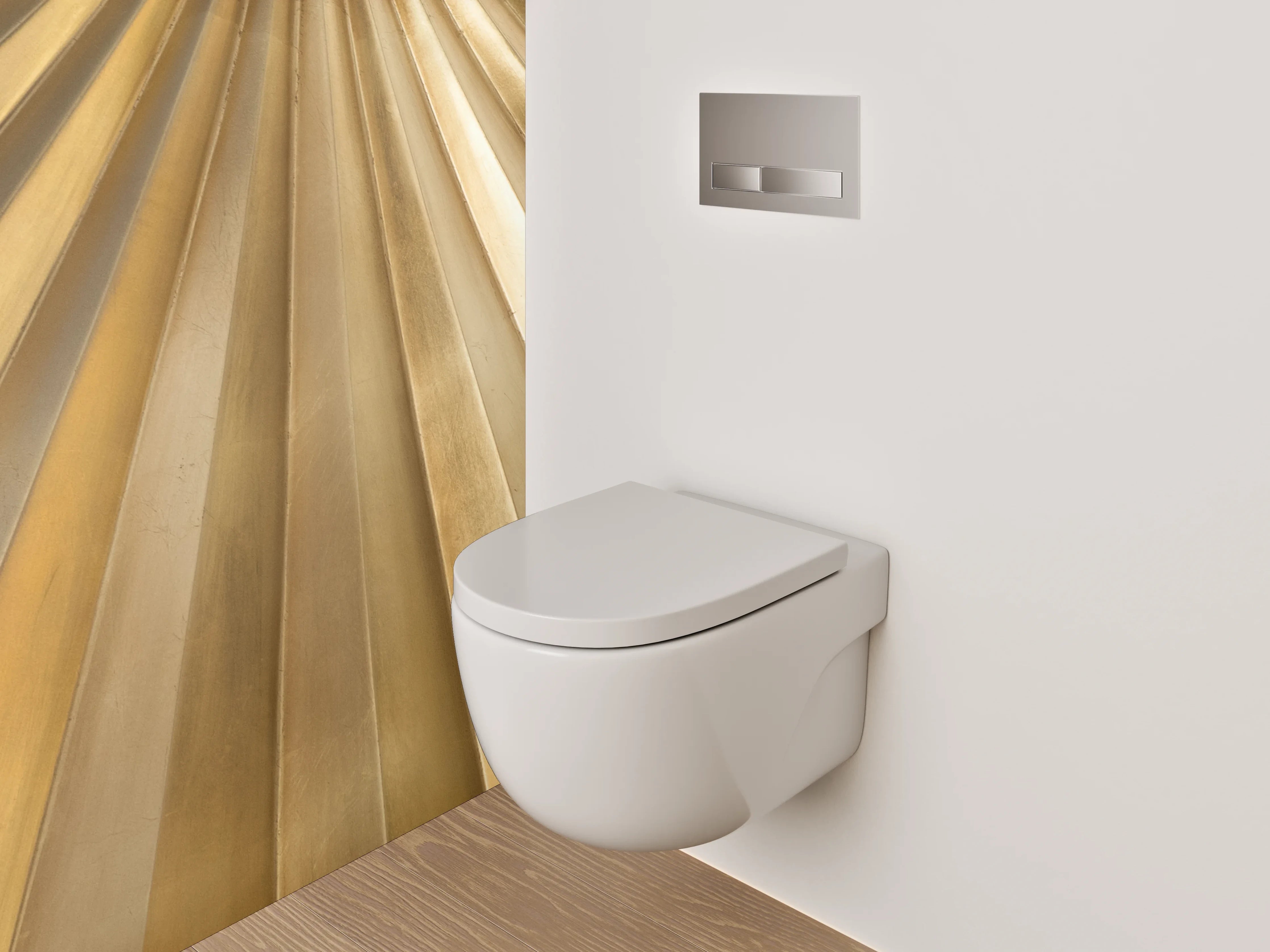 WC-Rückwand - Goldene Fächerstruktur Metallic