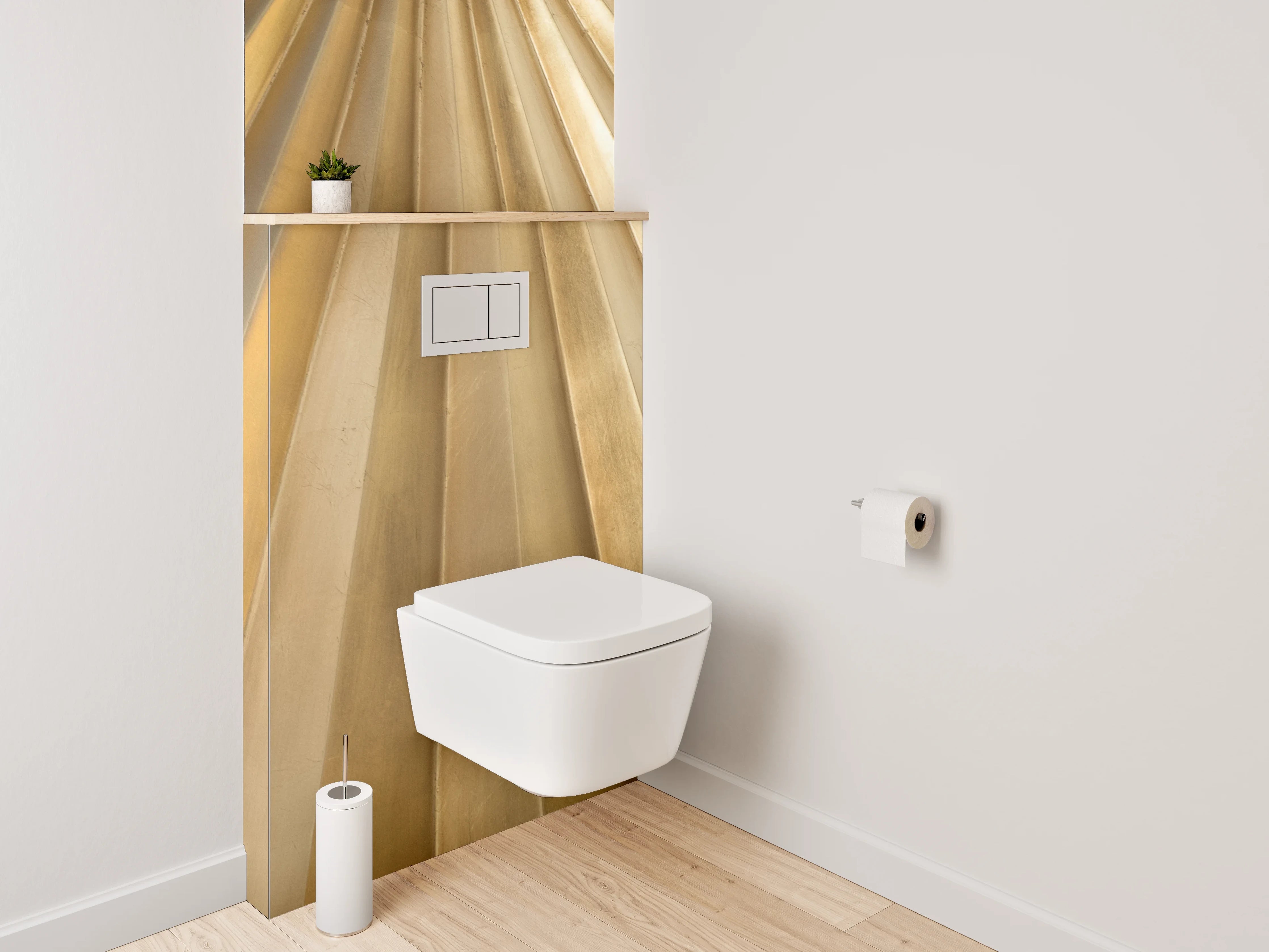 WC-Rückwand - Goldene Fächerstruktur Metallic