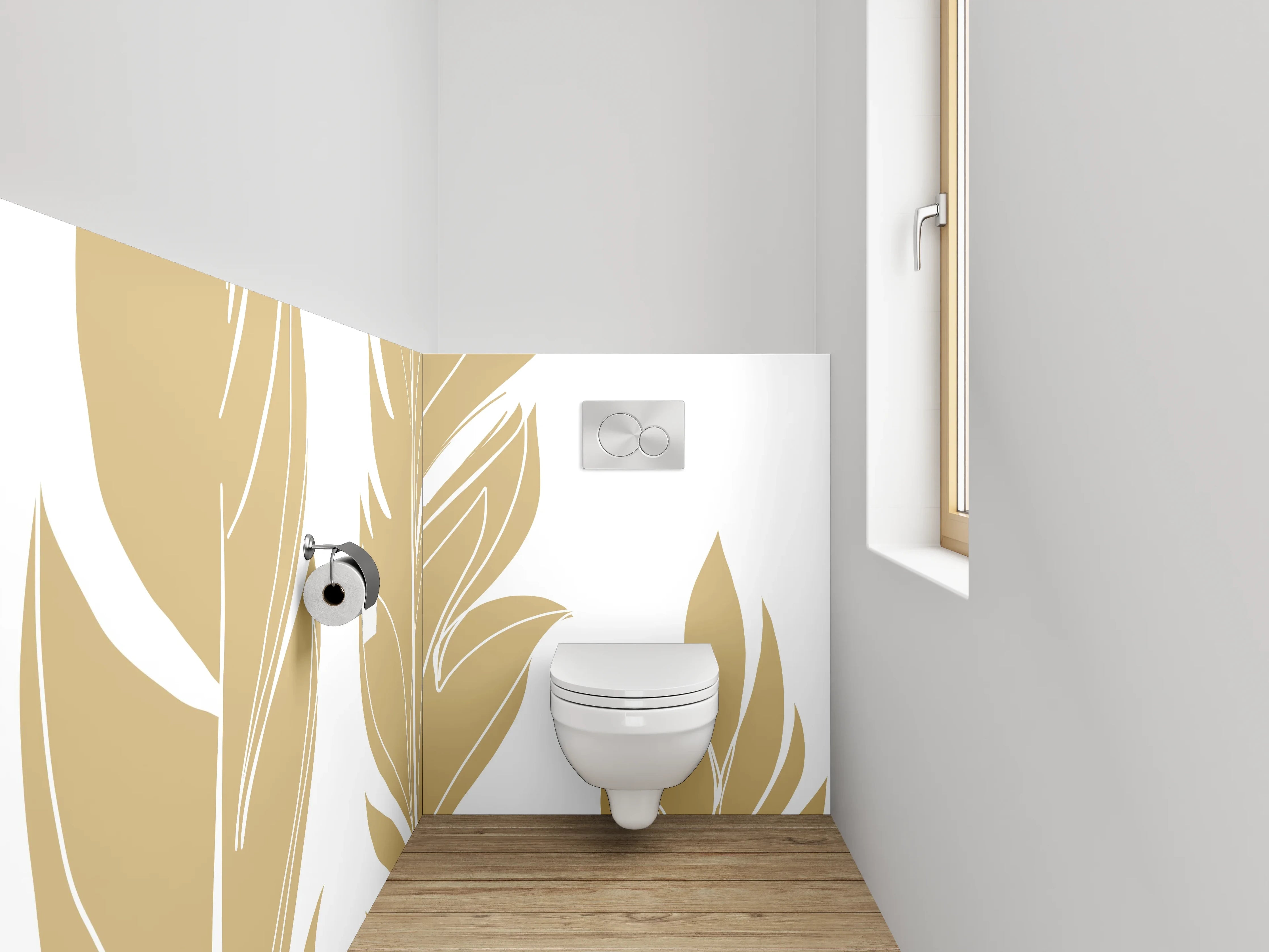 WC-Rückwand - Goldene Federn Illustration – Elegant