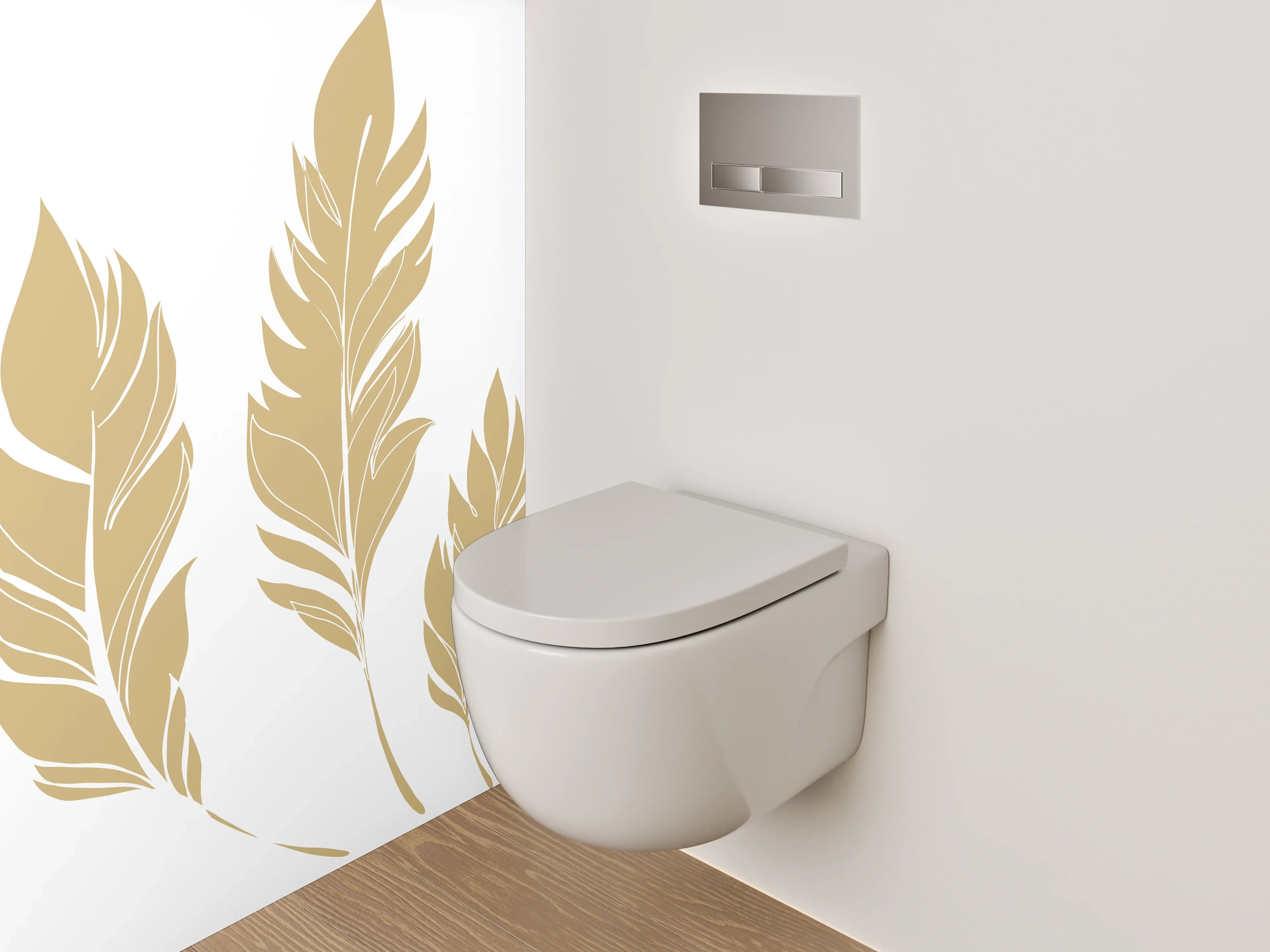 WC-Rückwand - Goldene Federn Illustration – Elegant