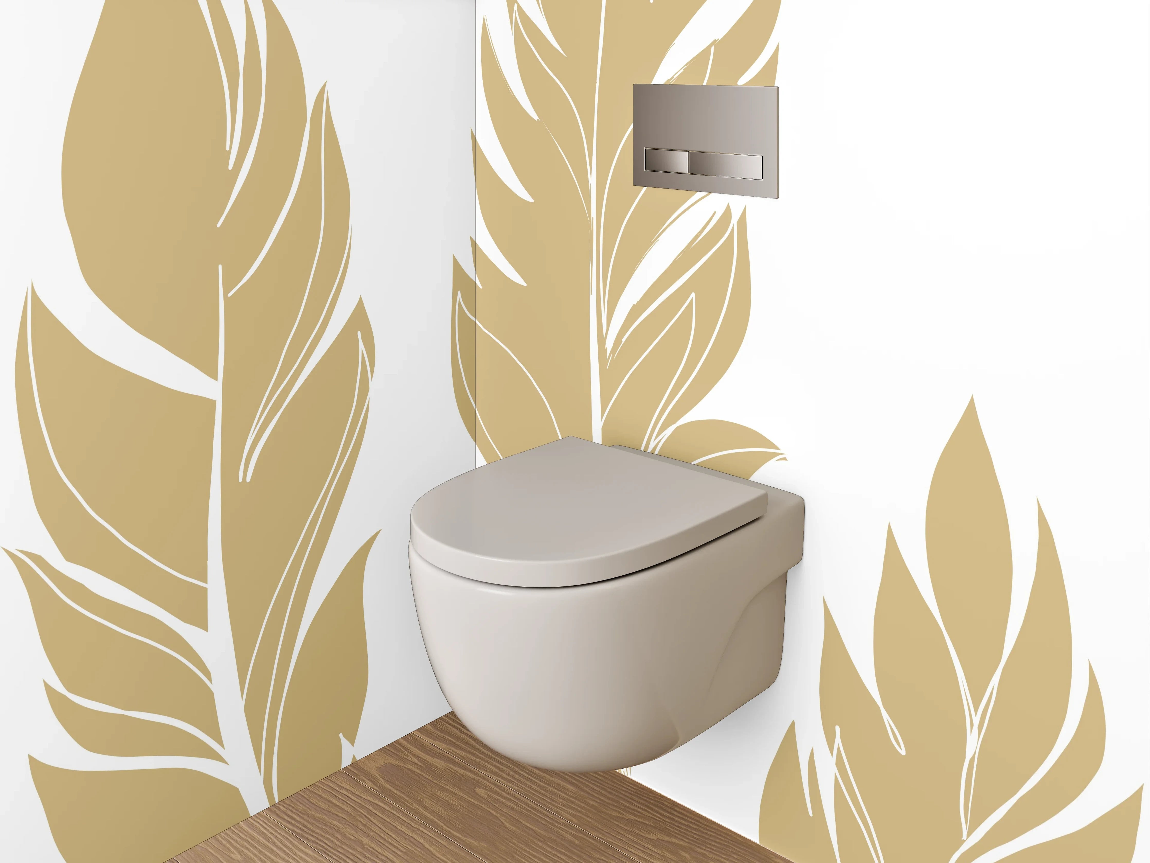 WC-Rückwand - Goldene Federn Illustration – Elegant