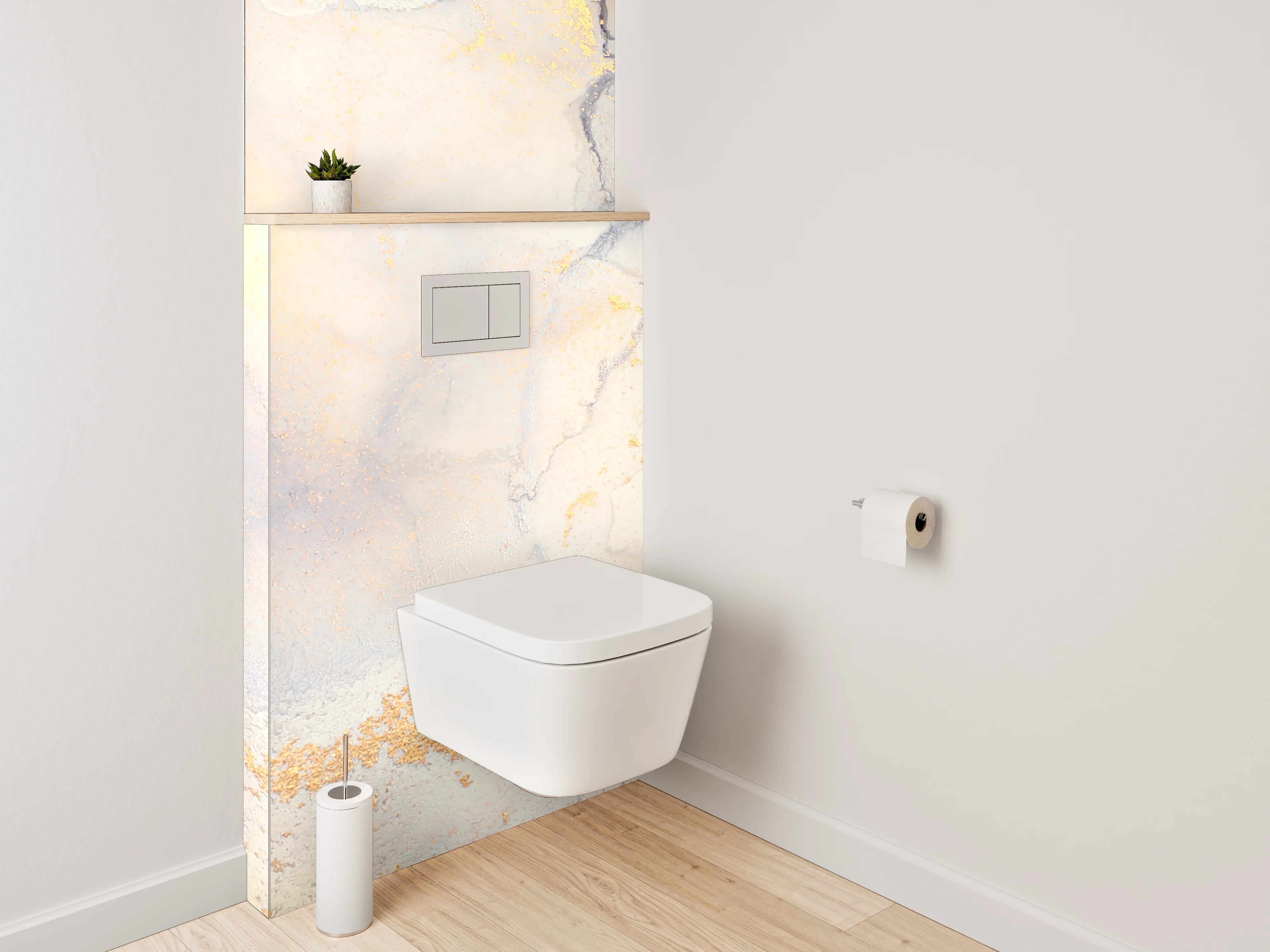 WC-Rückwand - Goldene Marmor-Optik Aquarell Abstrakt