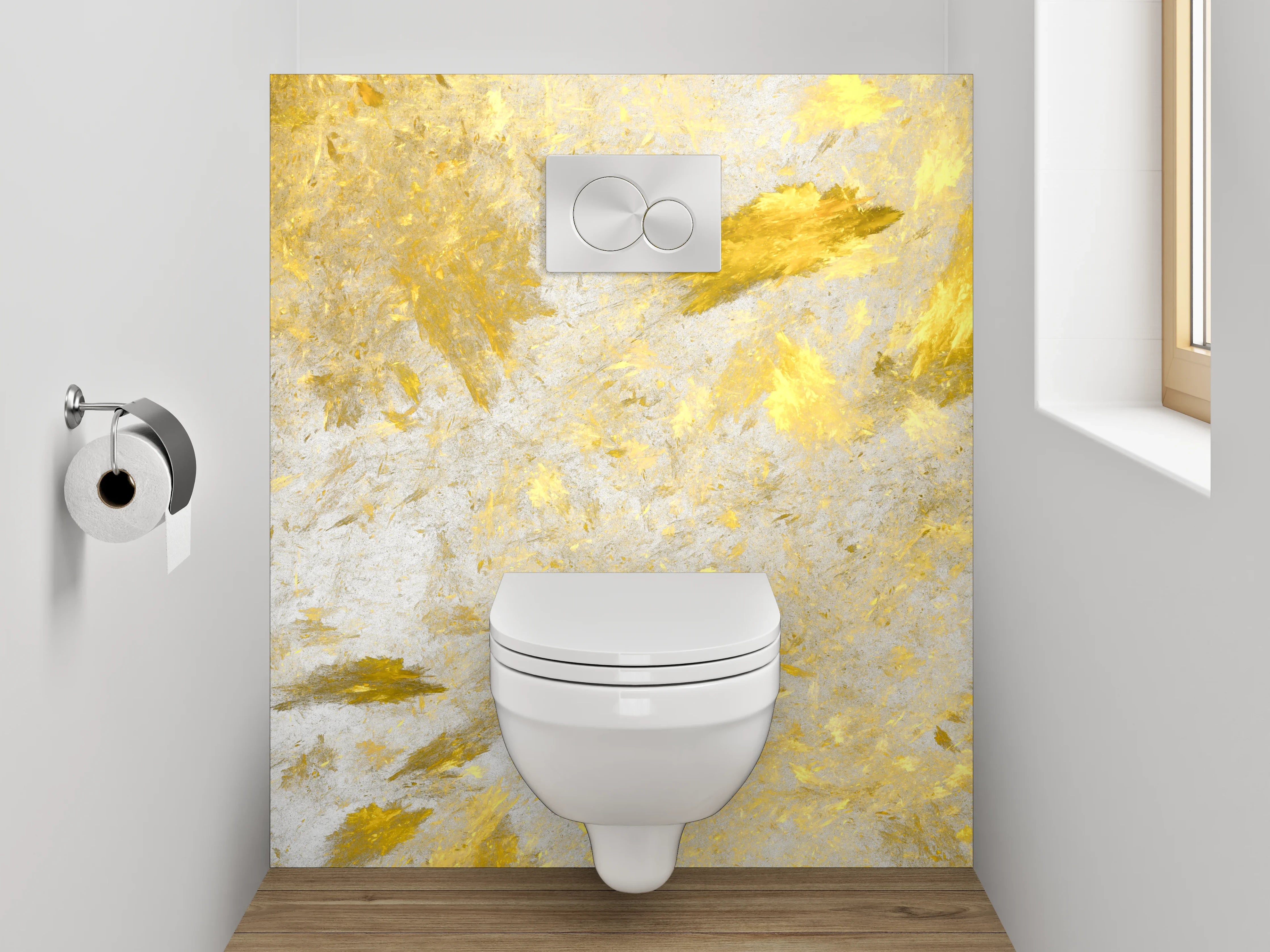 WC-Rückwand - Goldene Marmor-Optik Weiß Grau