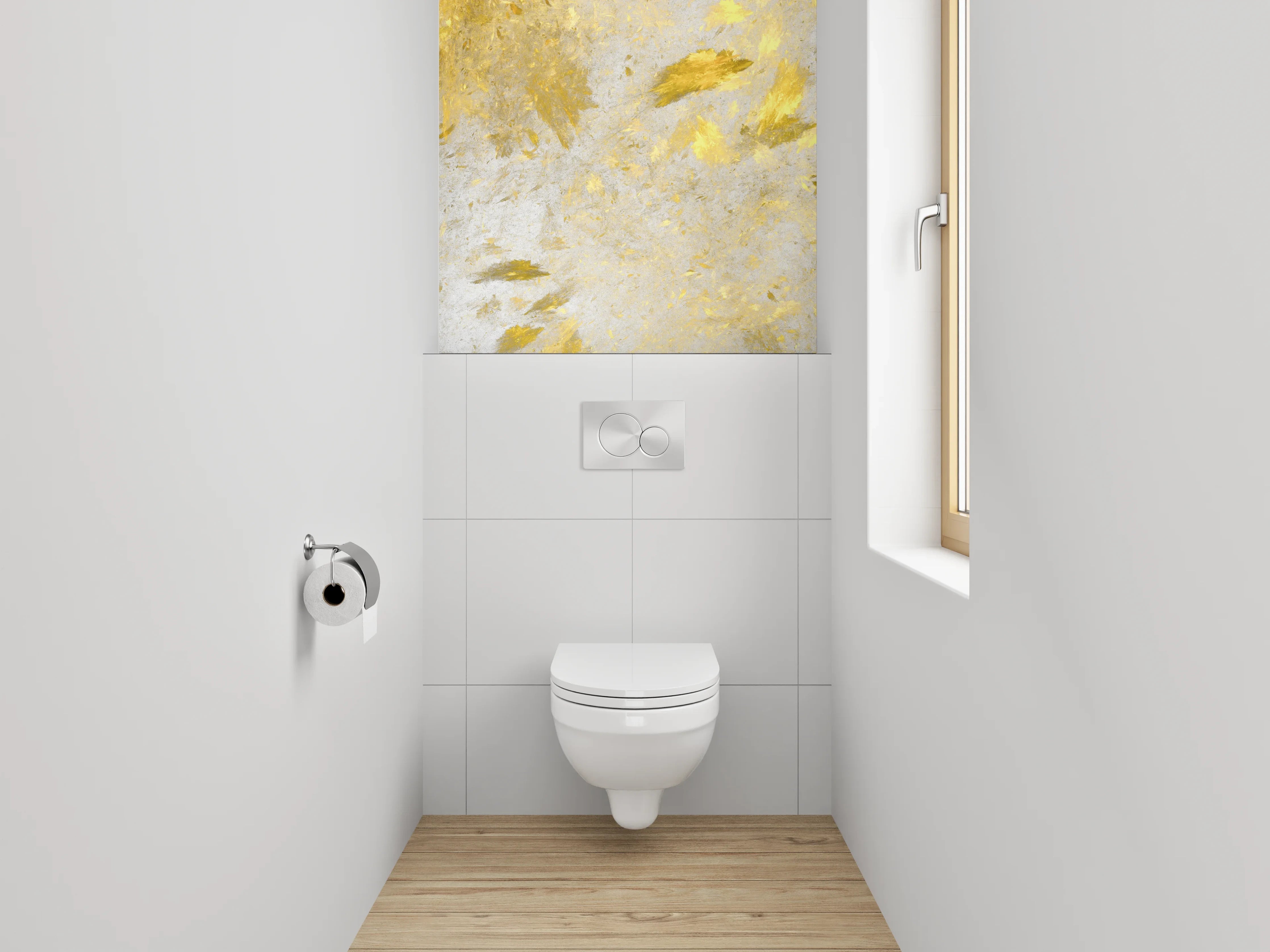WC-Rückwand - Goldene Marmor-Optik Weiß Grau