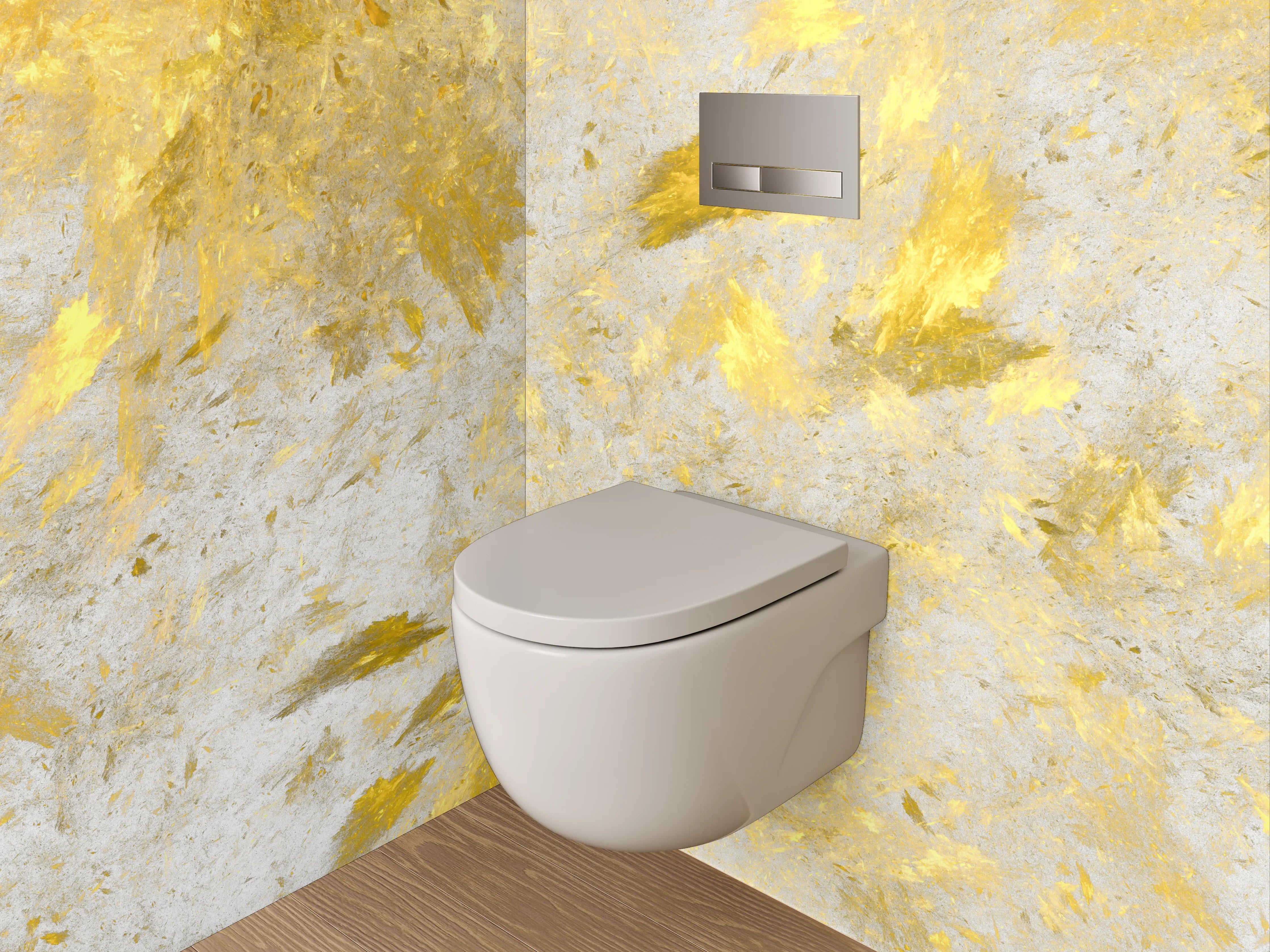 WC-Rückwand - Goldene Marmor-Optik Weiß Grau