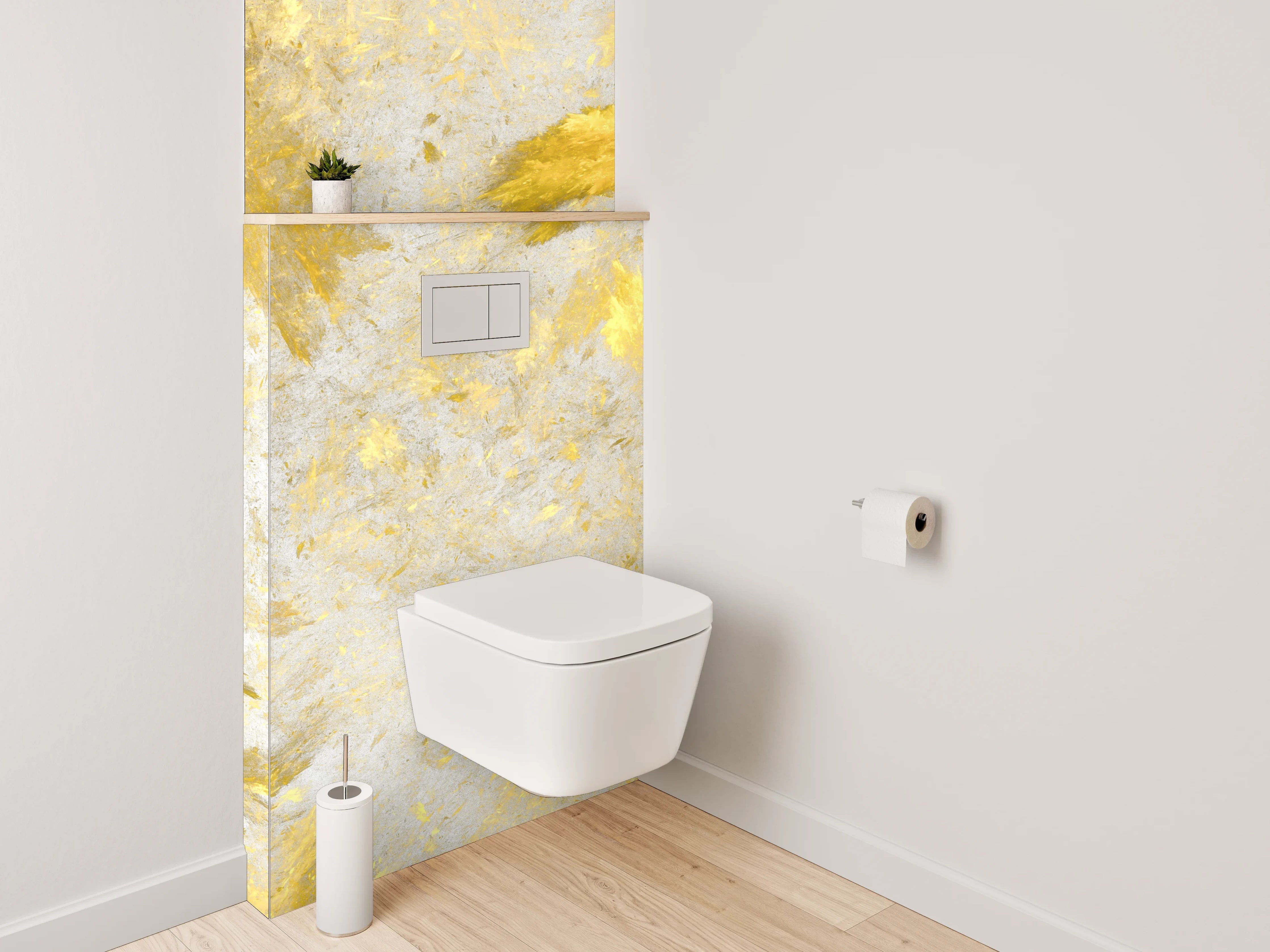 WC-Rückwand - Goldene Marmor-Optik Weiß Grau