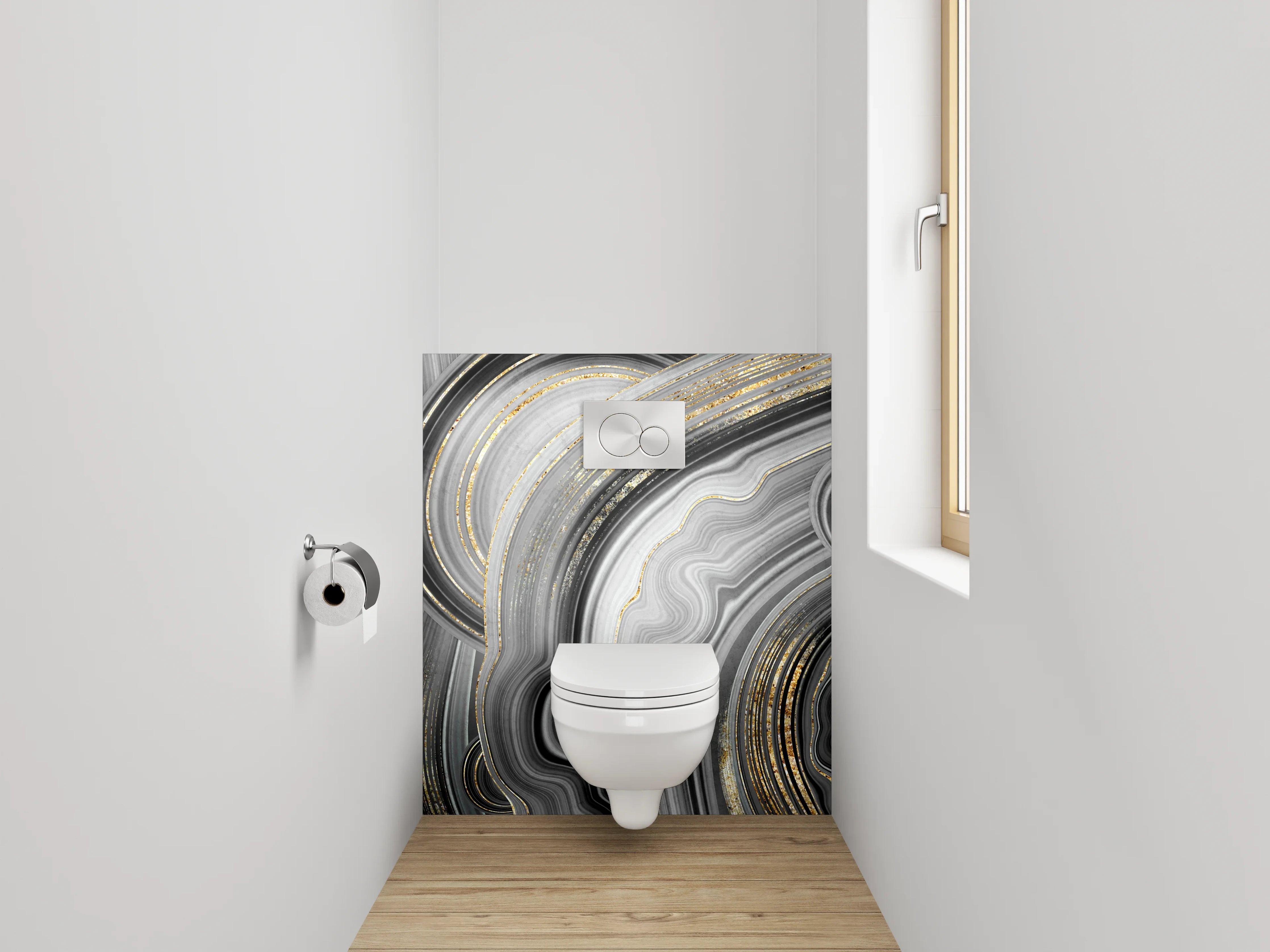 WC-Rückwand - Goldene Marmor-Optik: Elegant & Modern