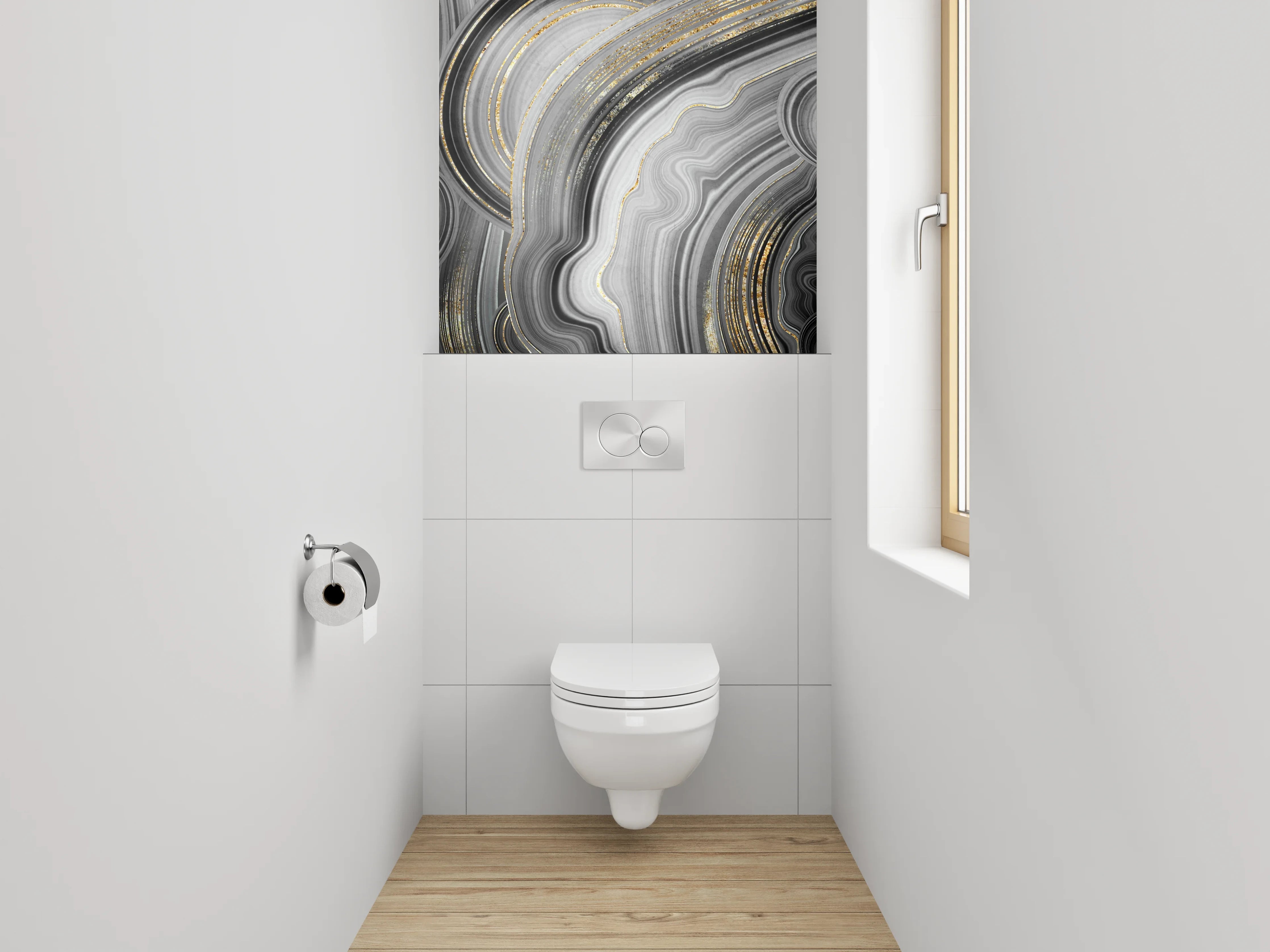 WC-Rückwand - Goldene Marmor-Optik: Elegant & Modern