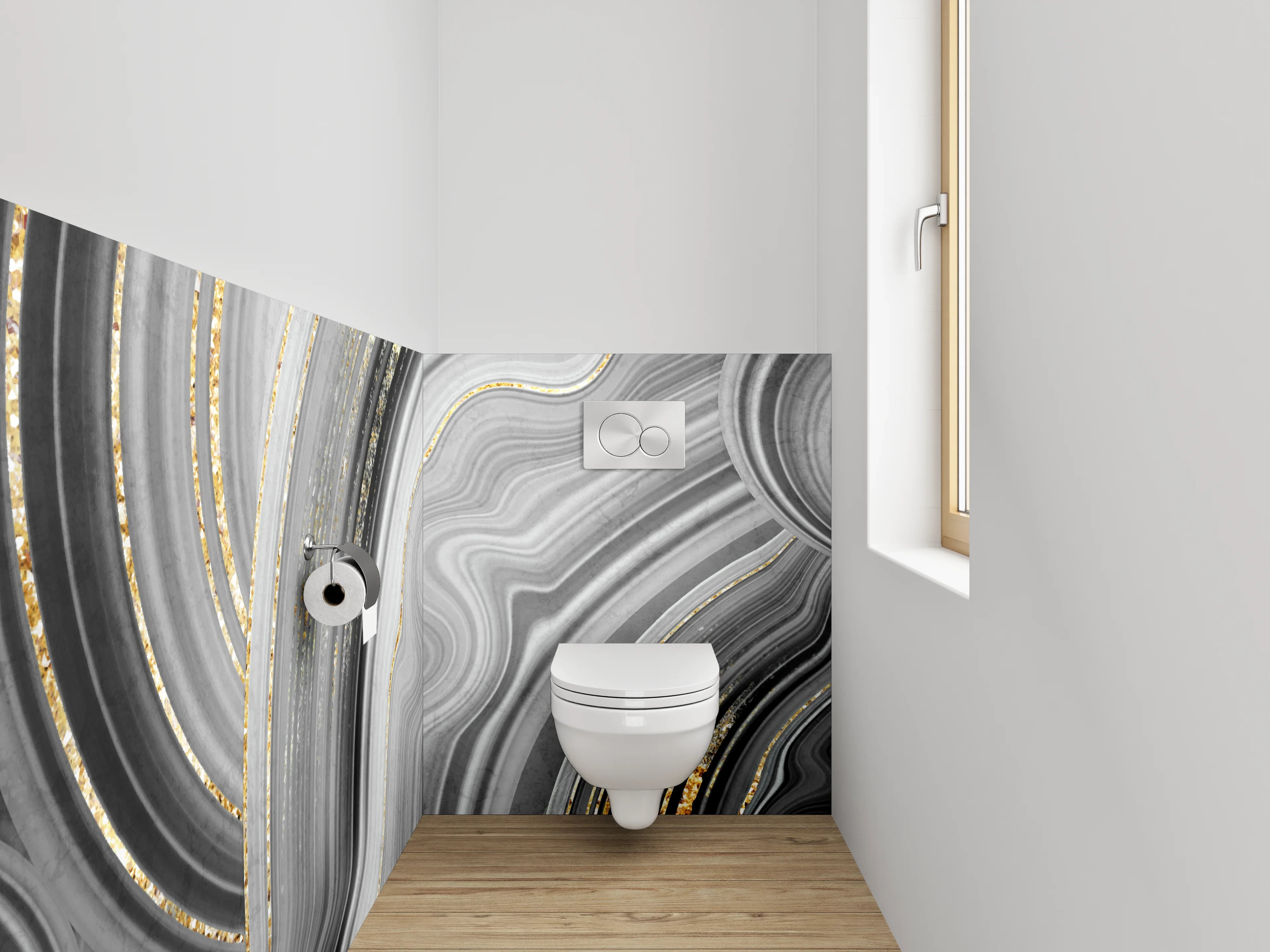 WC-Rückwand - Goldene Marmor-Optik: Elegant & Modern