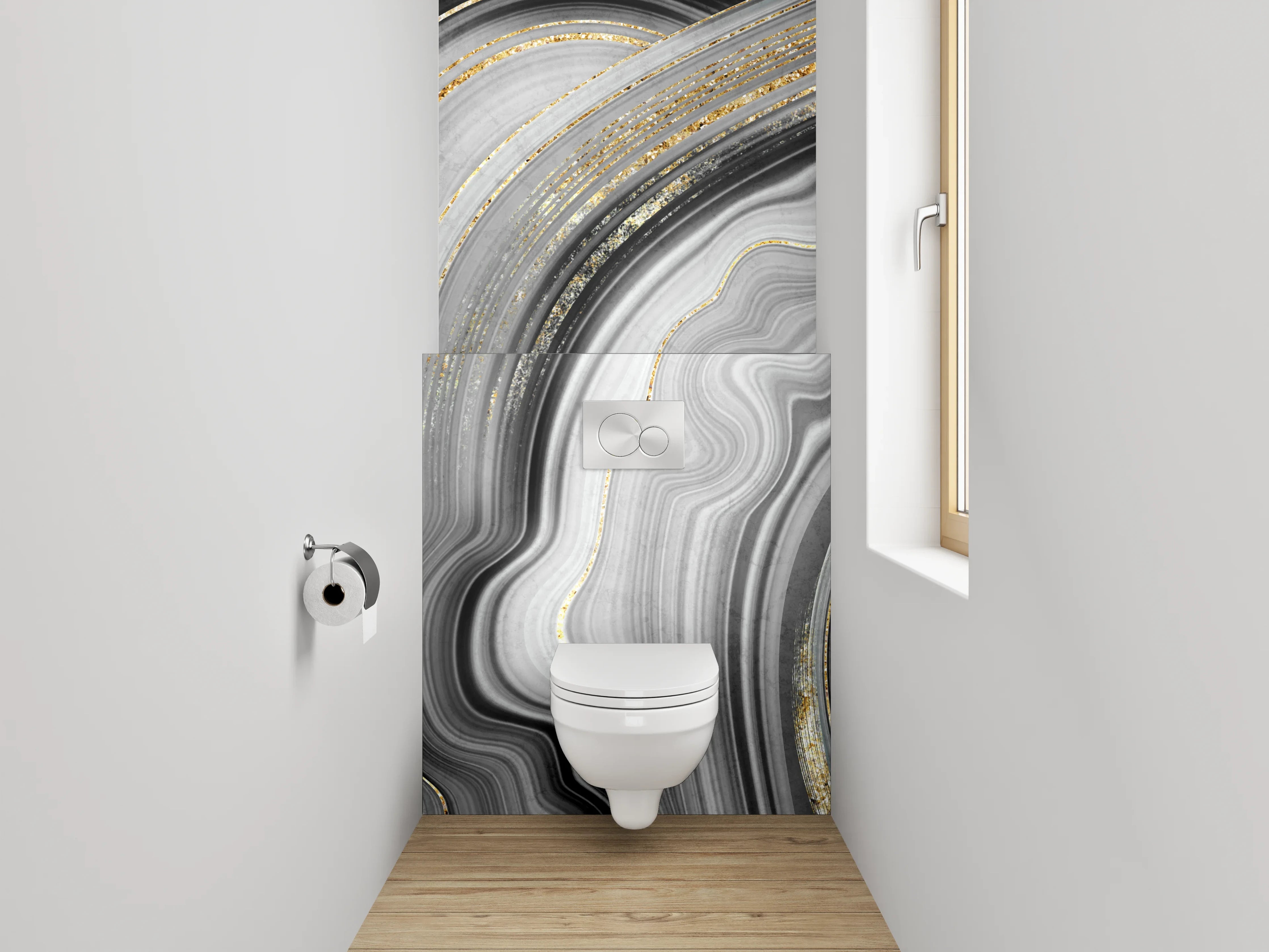 WC-Rückwand - Goldene Marmor-Optik: Elegant & Modern