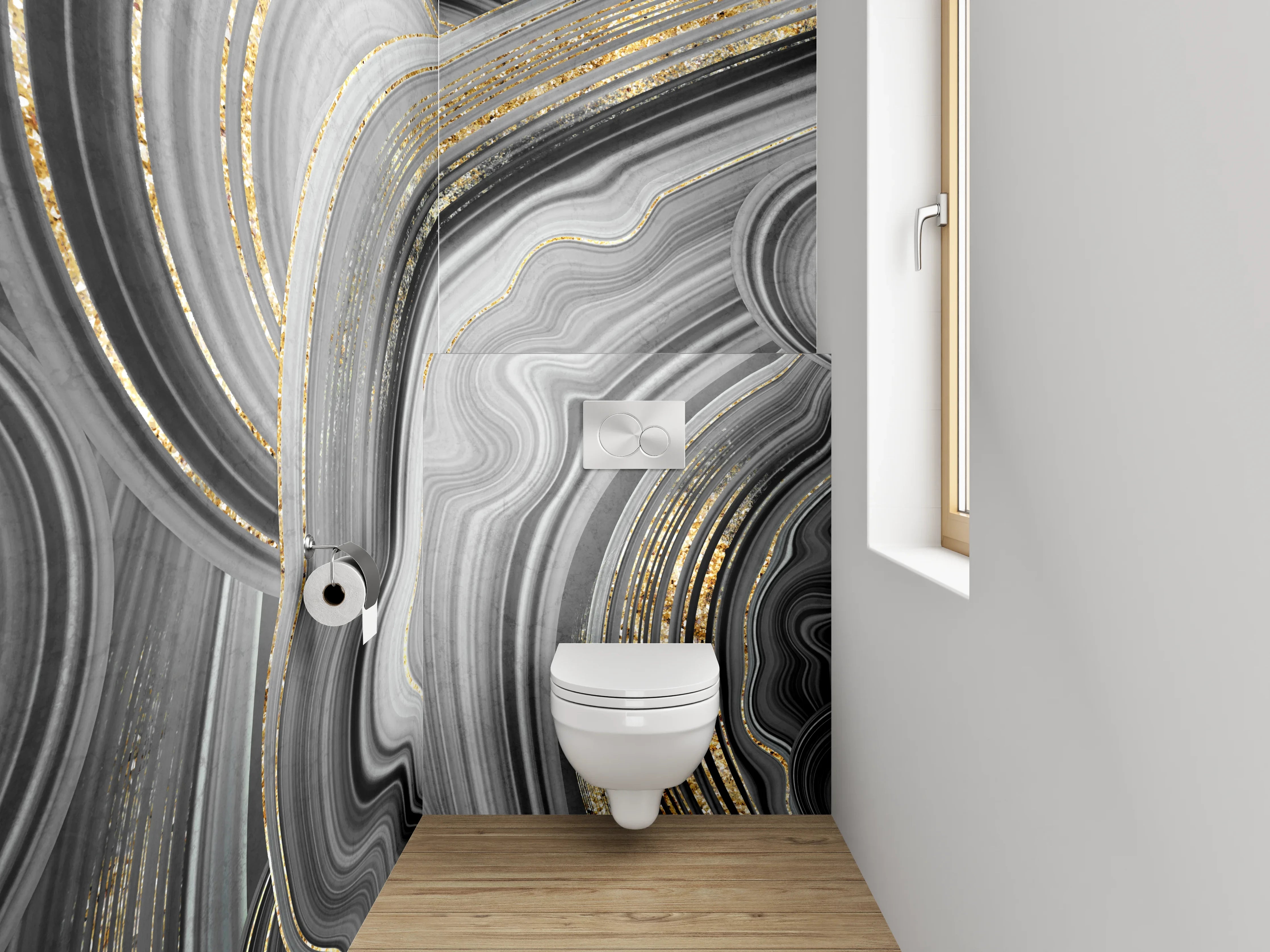 WC-Rückwand - Goldene Marmor-Optik: Elegant & Modern