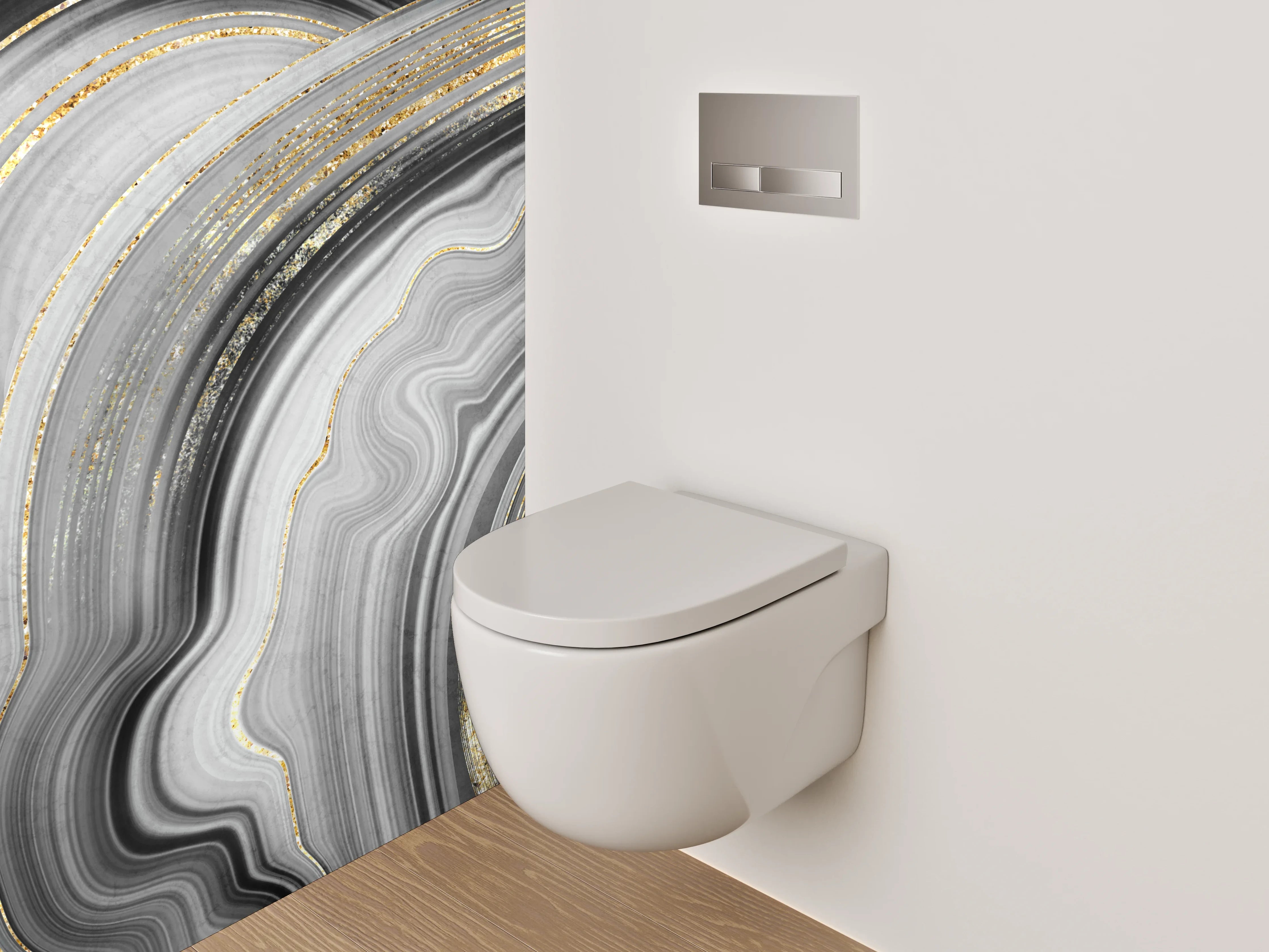 WC-Rückwand - Goldene Marmor-Optik: Elegant & Modern