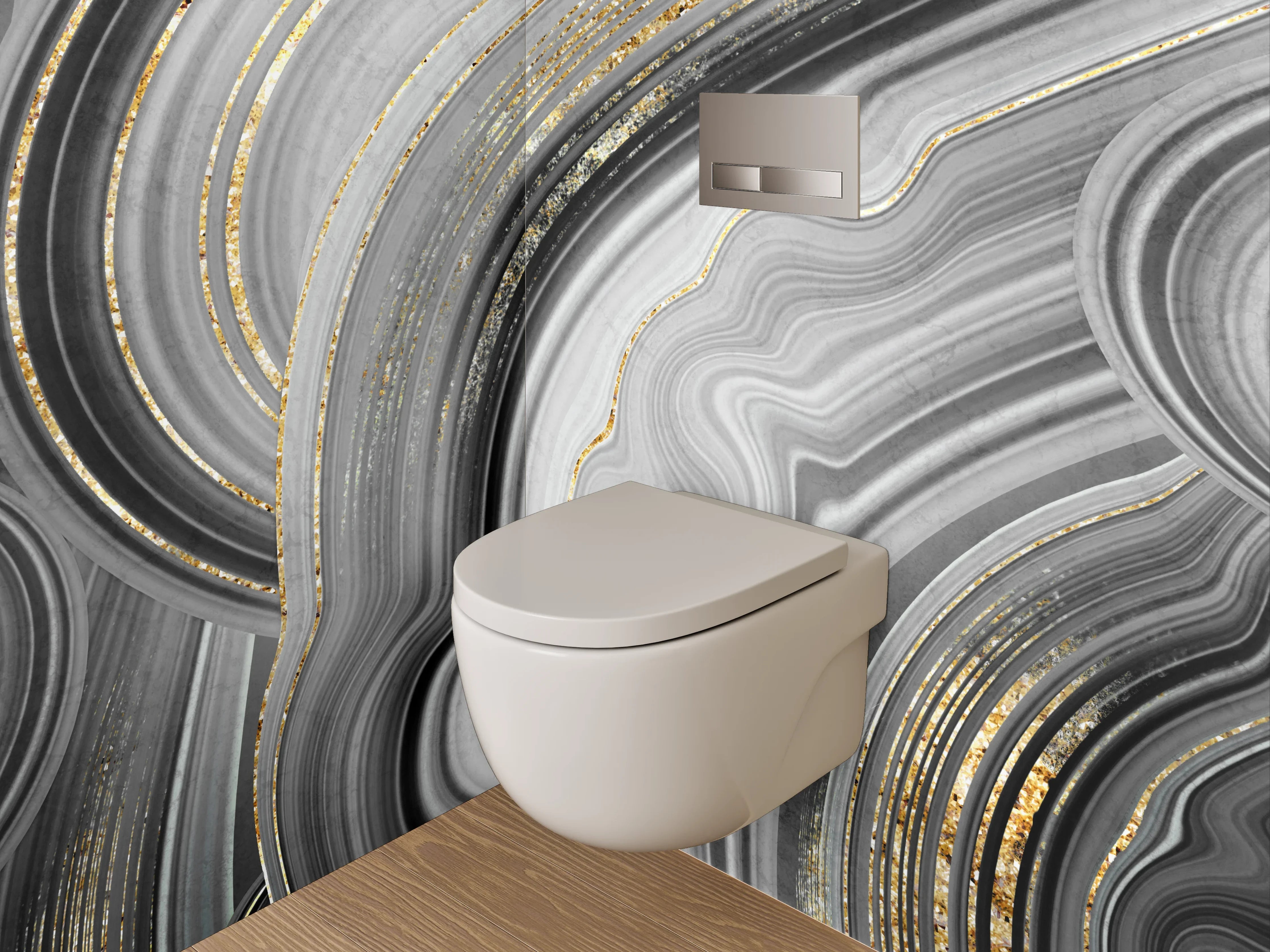 WC-Rückwand - Goldene Marmor-Optik: Elegant & Modern