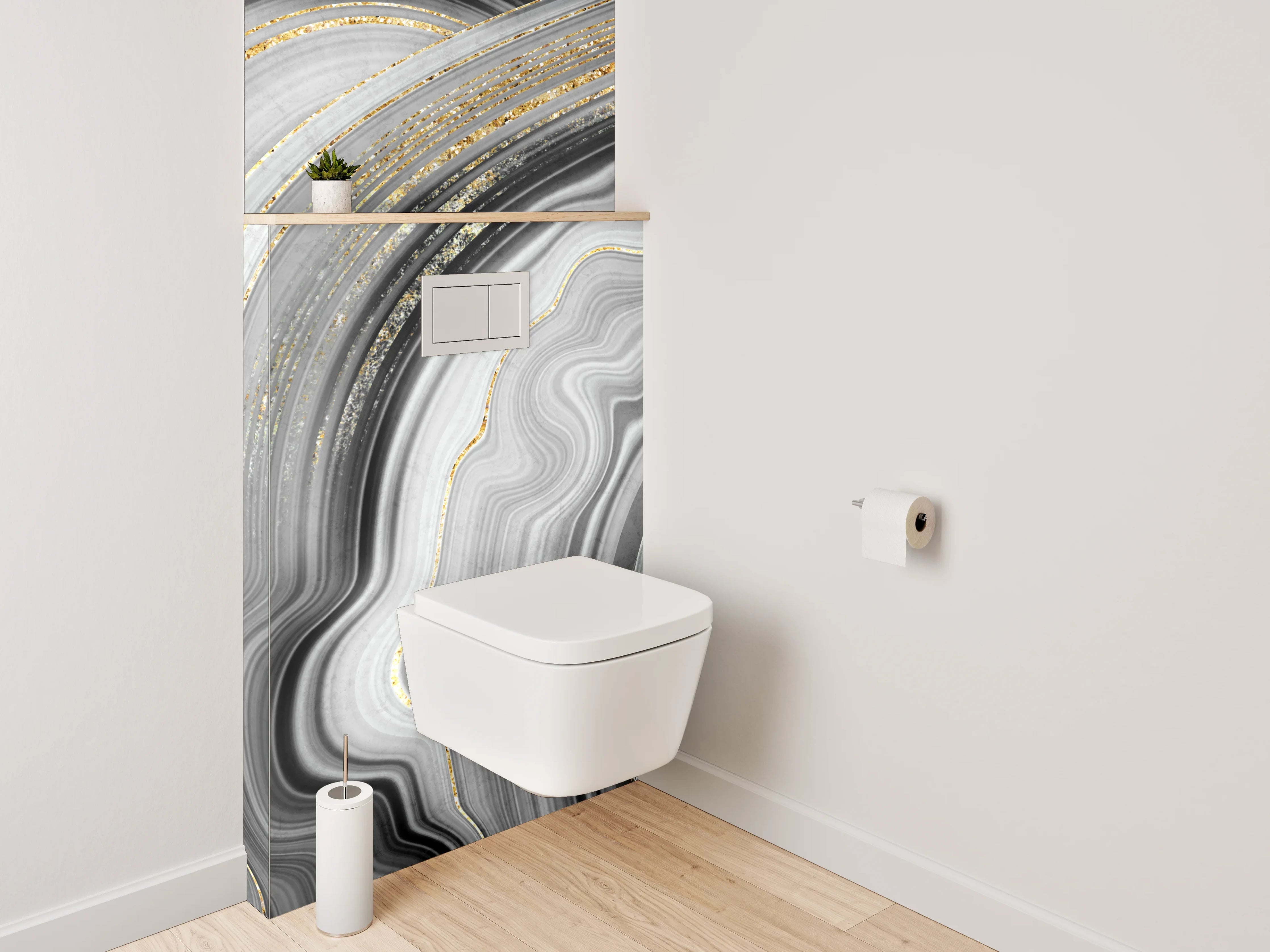 WC-Rückwand - Goldene Marmor-Optik: Elegant & Modern