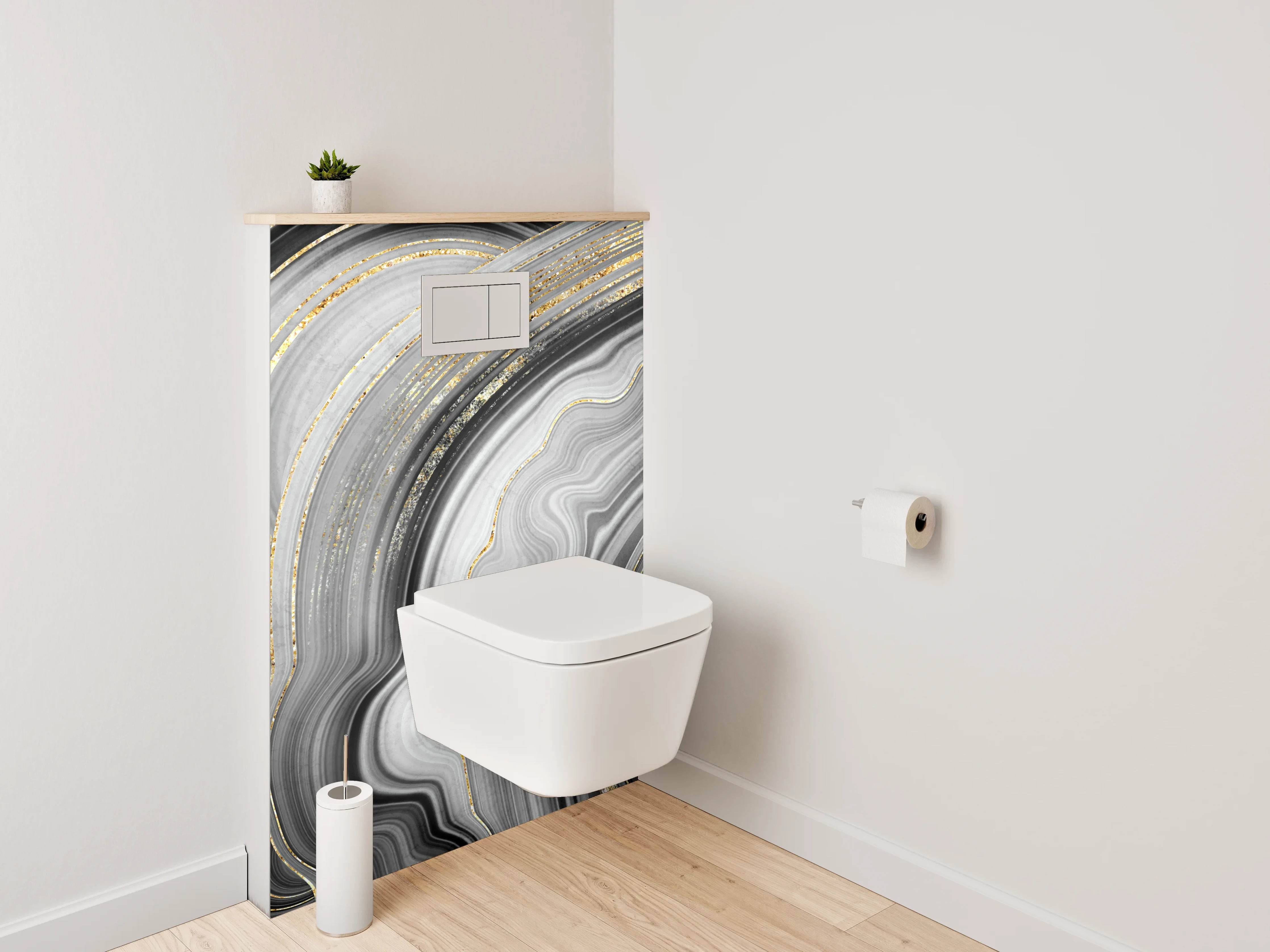 WC-Rückwand - Goldene Marmor-Optik: Elegant & Modern