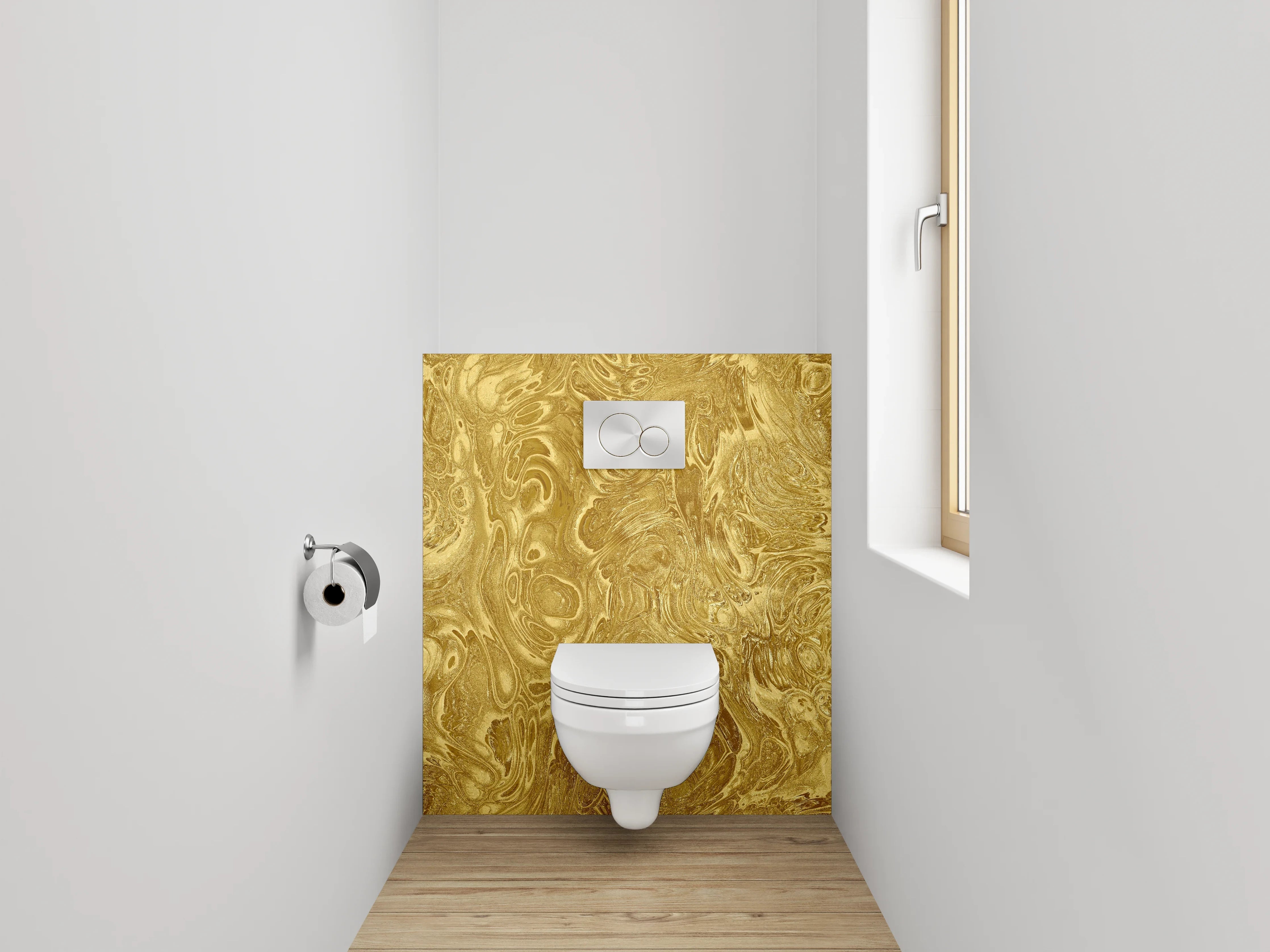 WC-Rückwand - Goldene Marmorstruktur Abstrakt Design