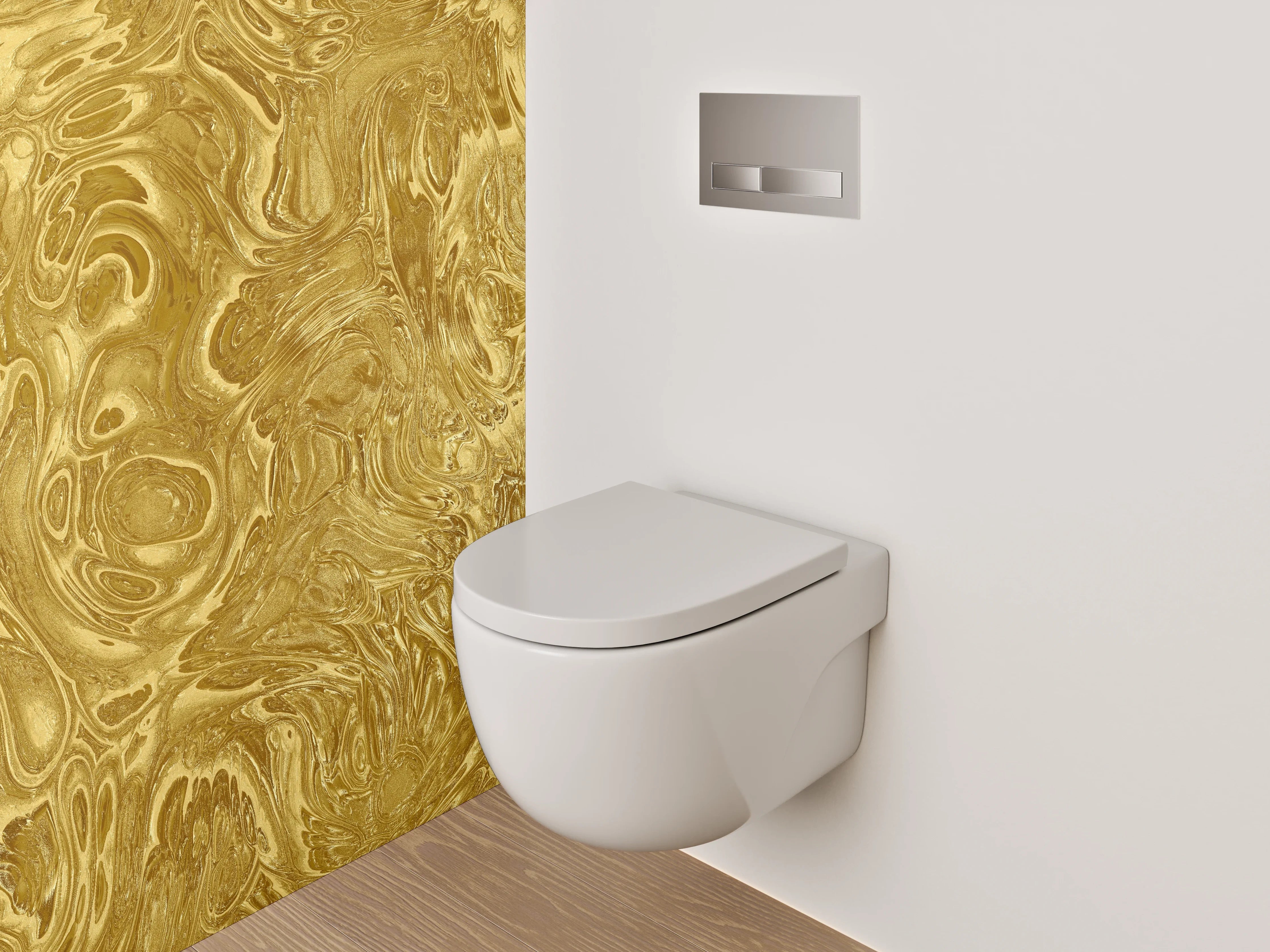 WC-Rückwand - Goldene Marmorstruktur Abstrakt Design