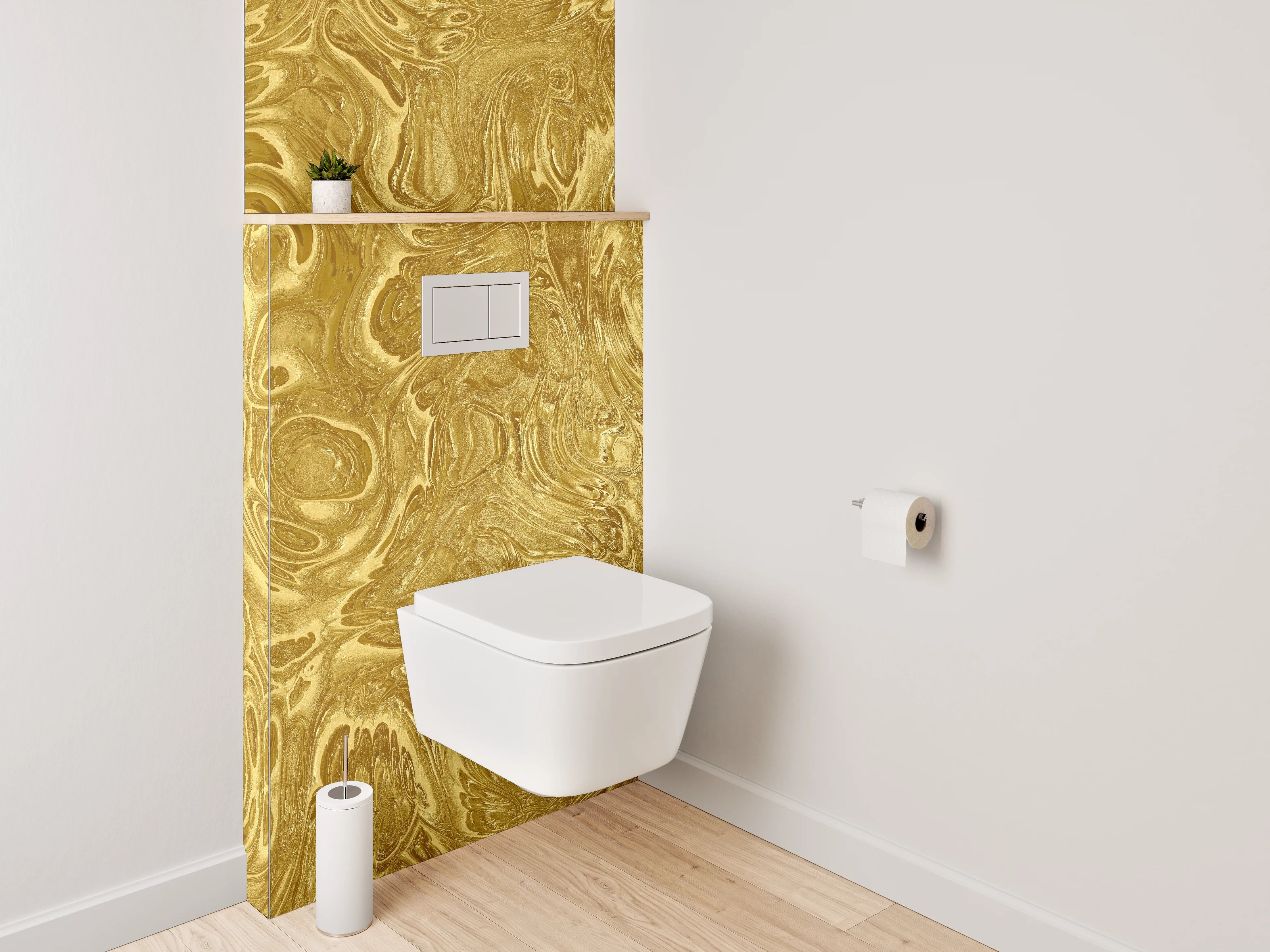 WC-Rückwand - Goldene Marmorstruktur Abstrakt Design
