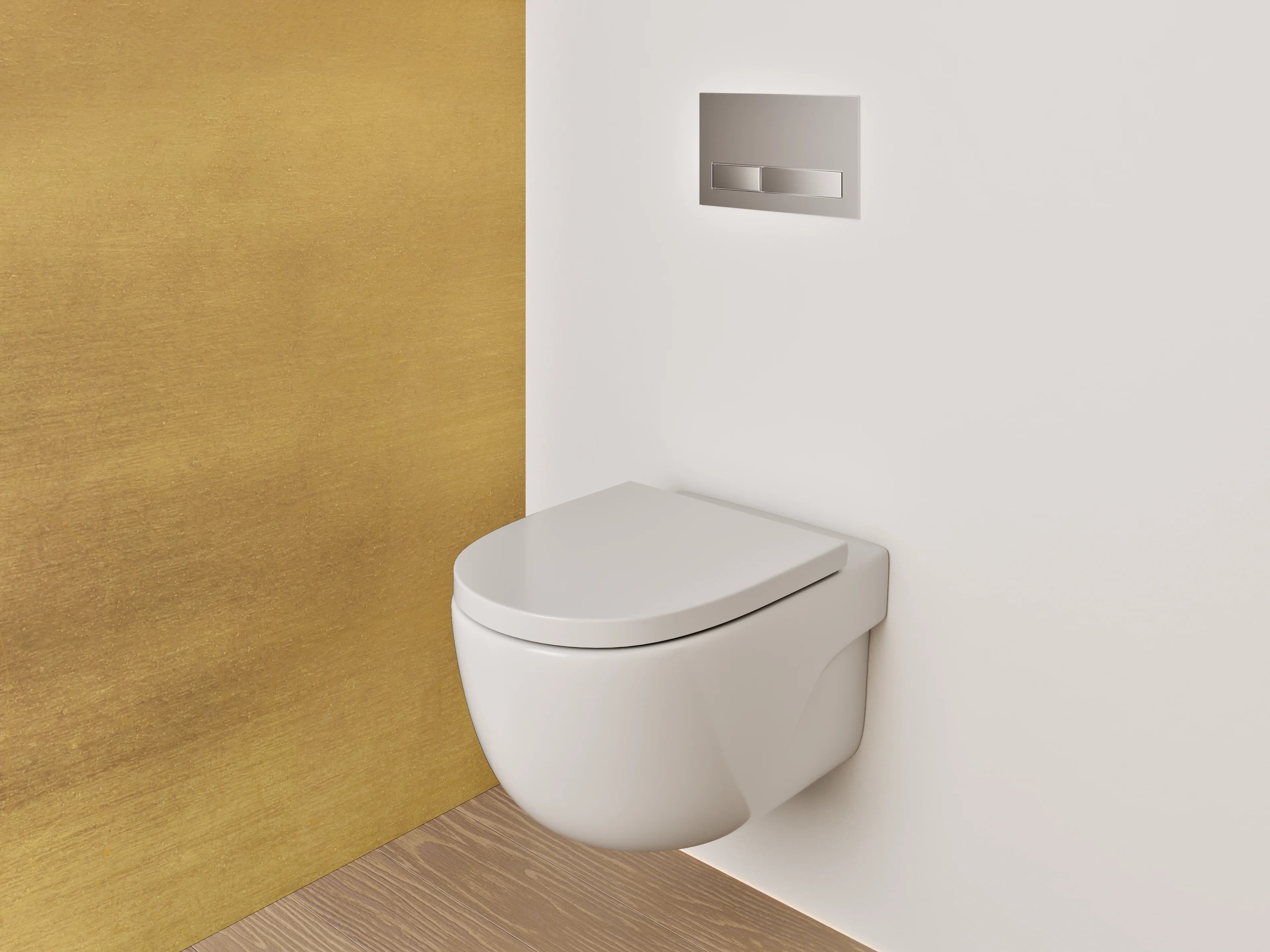 WC-Rückwand - Goldene Metallstruktur als Wanddekor