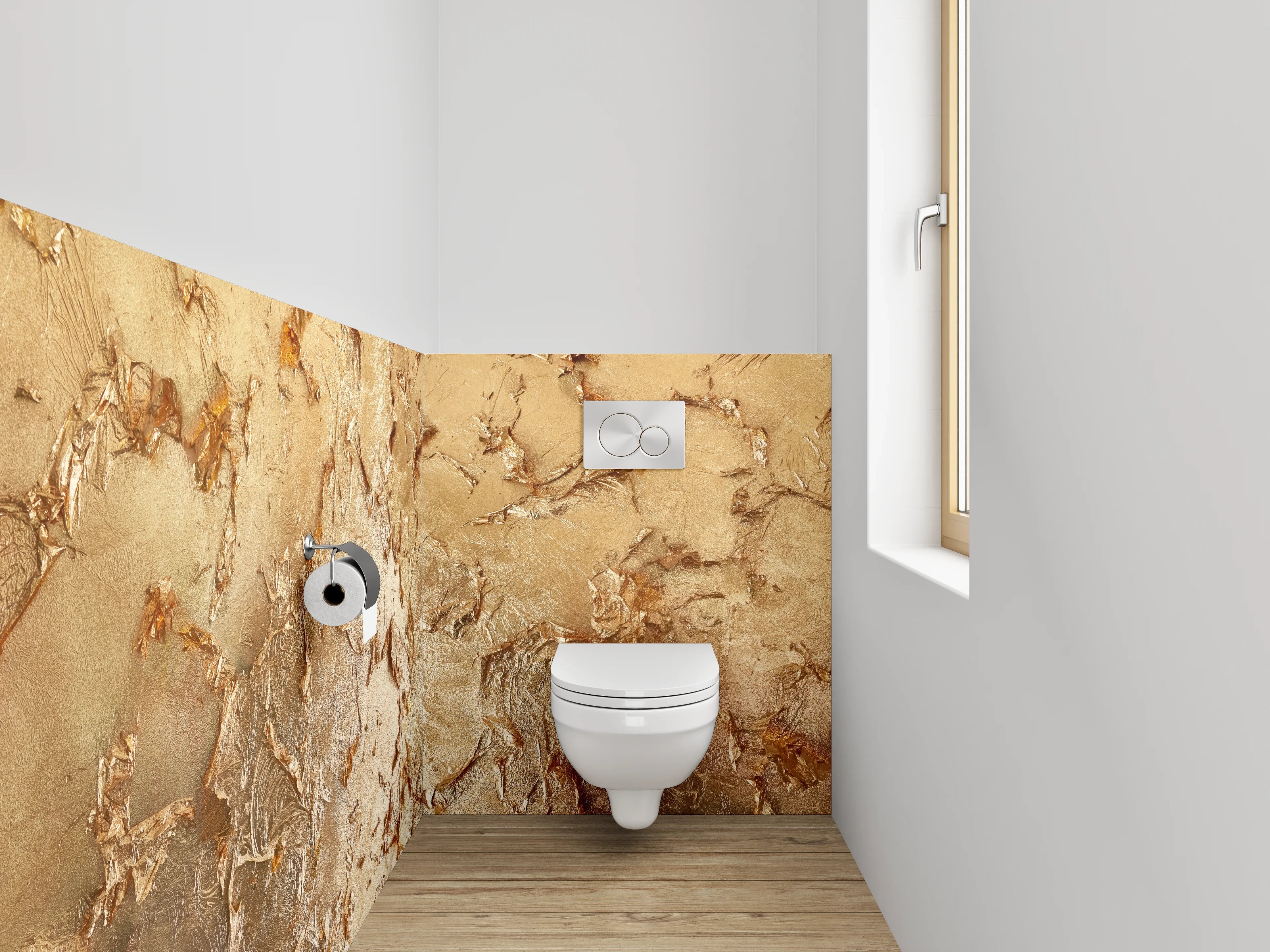 WC-Rückwand - Goldene Strukturierte Oberfläche Abstrakt