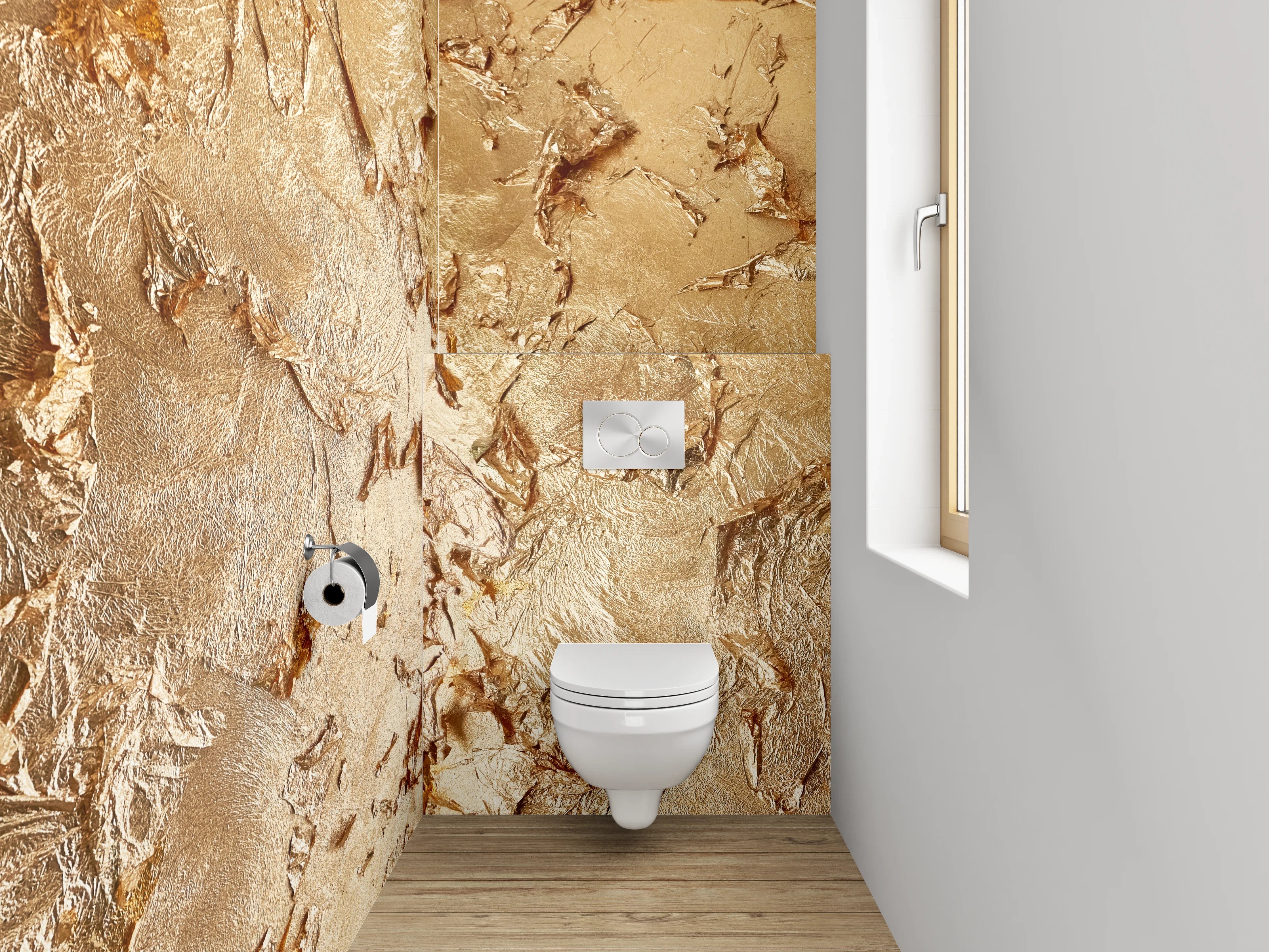 WC-Rückwand - Goldene Strukturierte Oberfläche Abstrakt