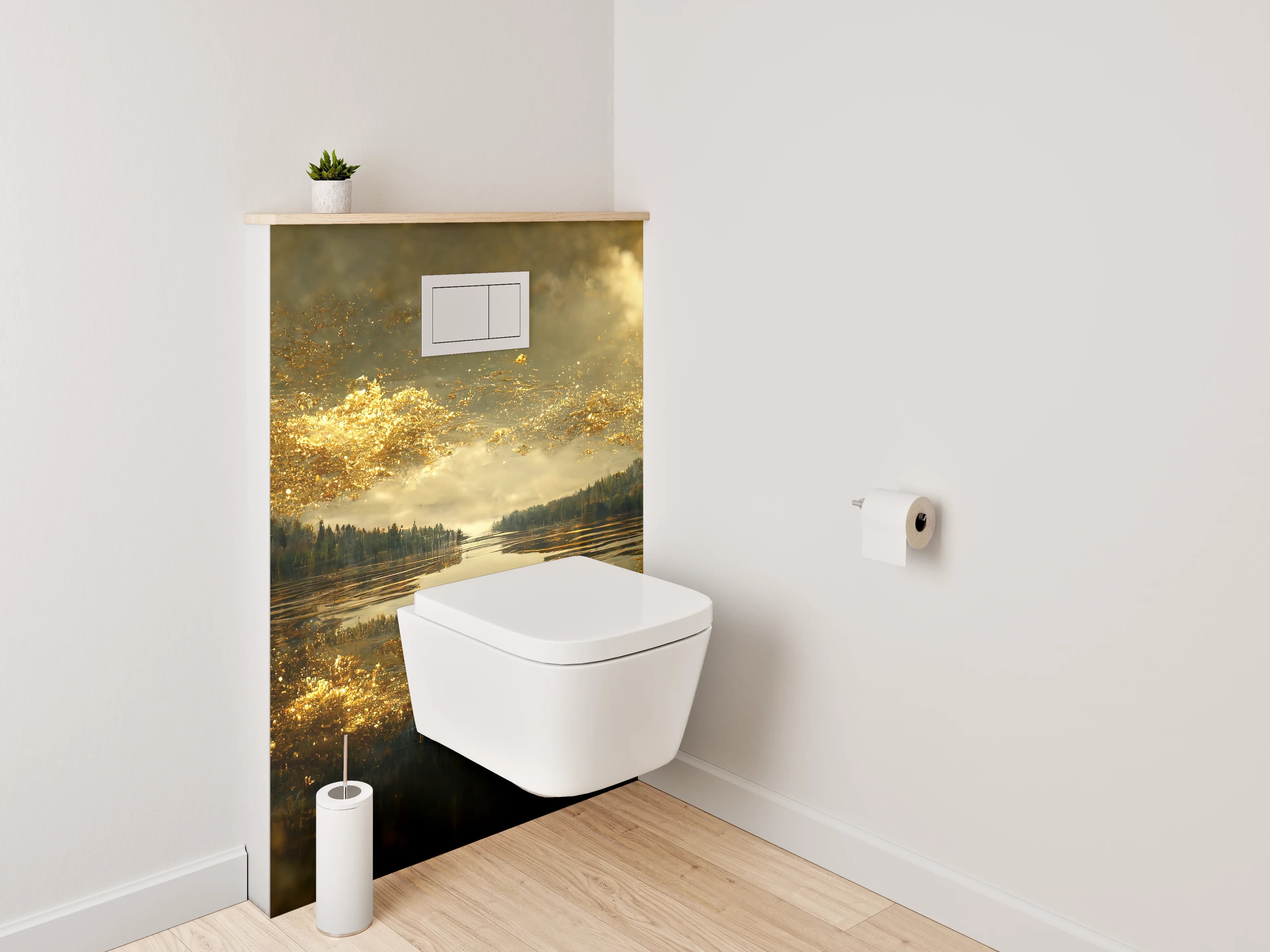 WC-Rückwand - Goldene Wolken über Spiegel-See