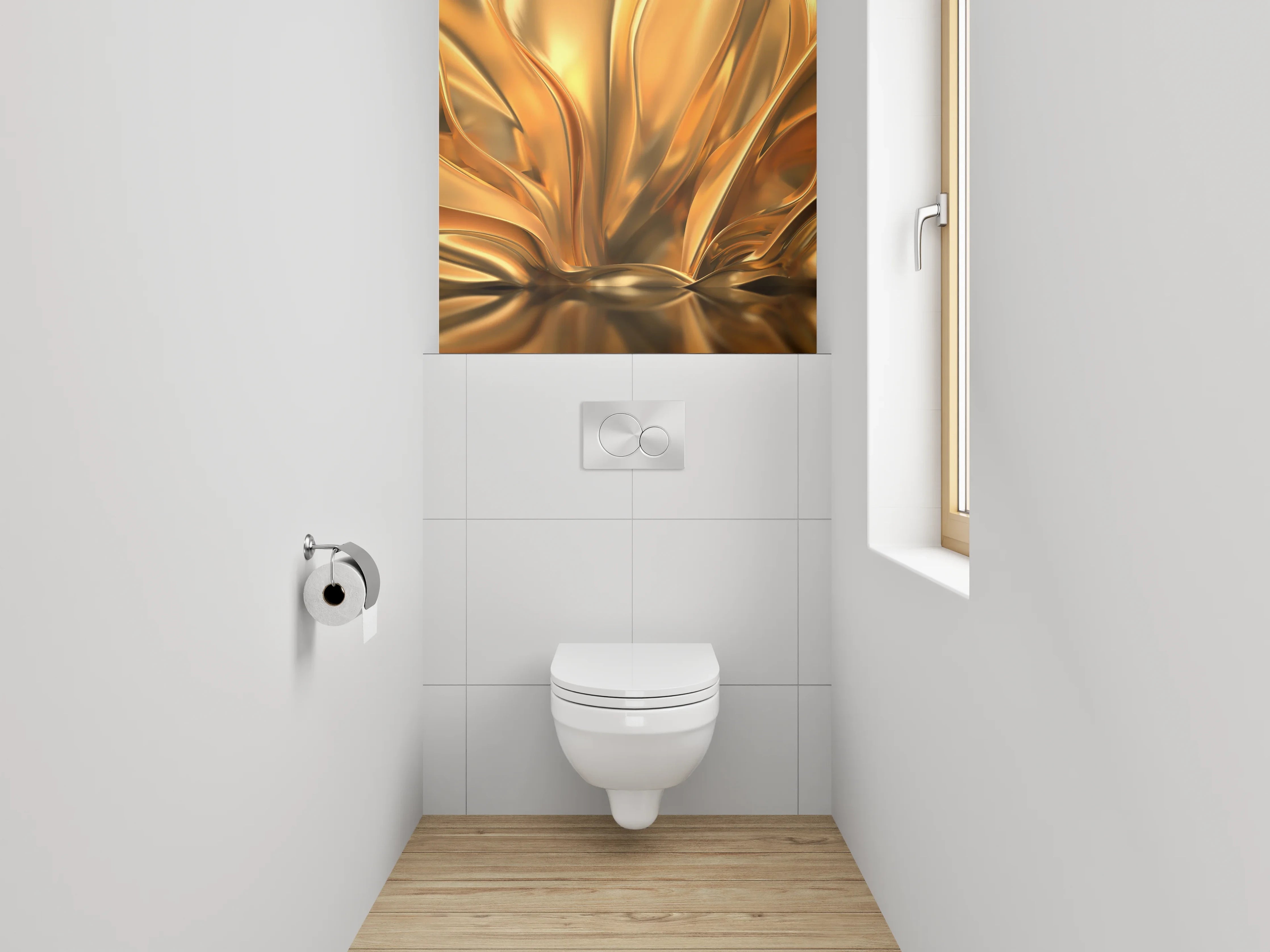 WC-Rückwand - Goldene abstrakte Eleganz Wanddesign