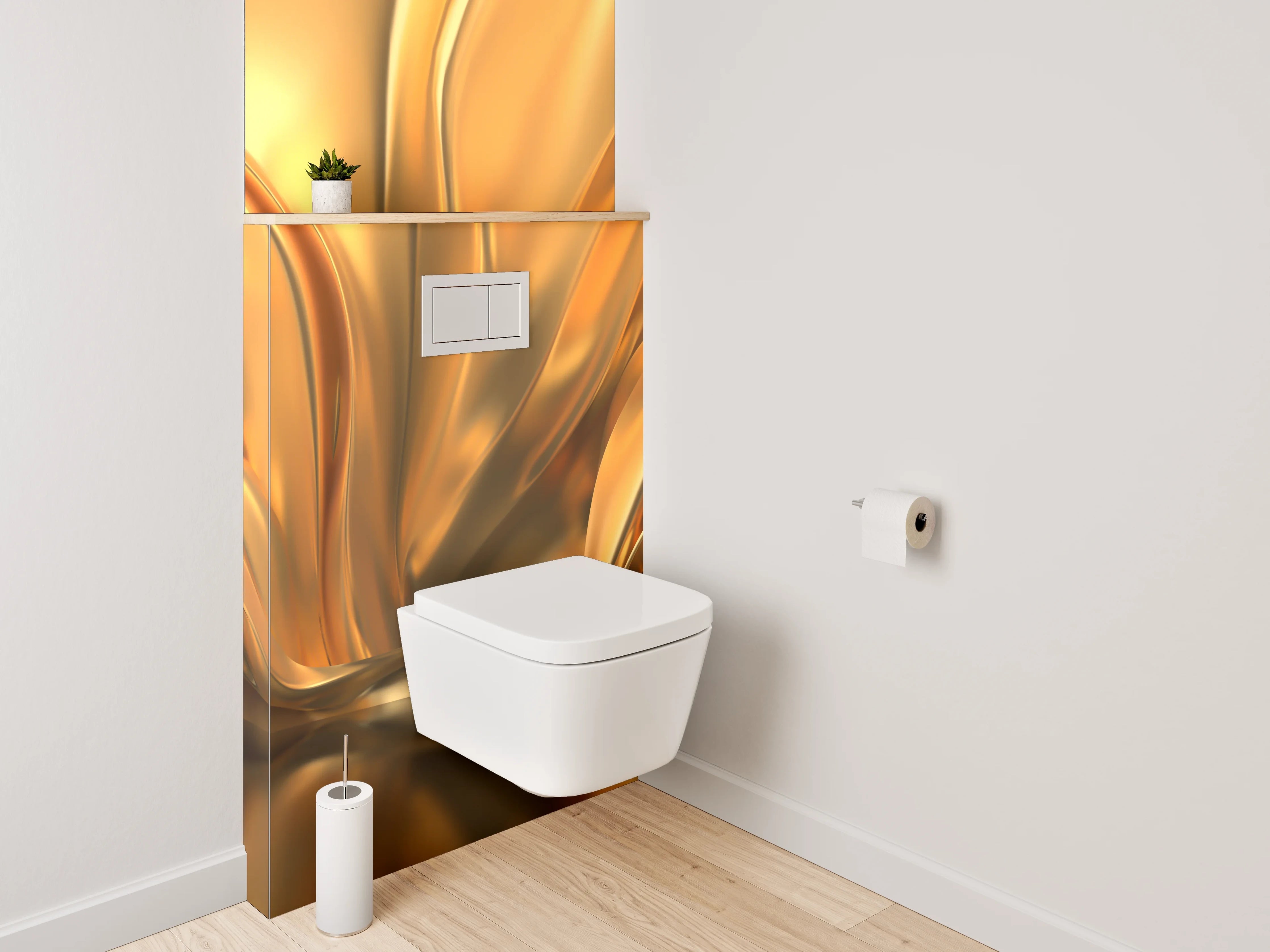 WC-Rückwand - Goldene abstrakte Eleganz Wanddesign