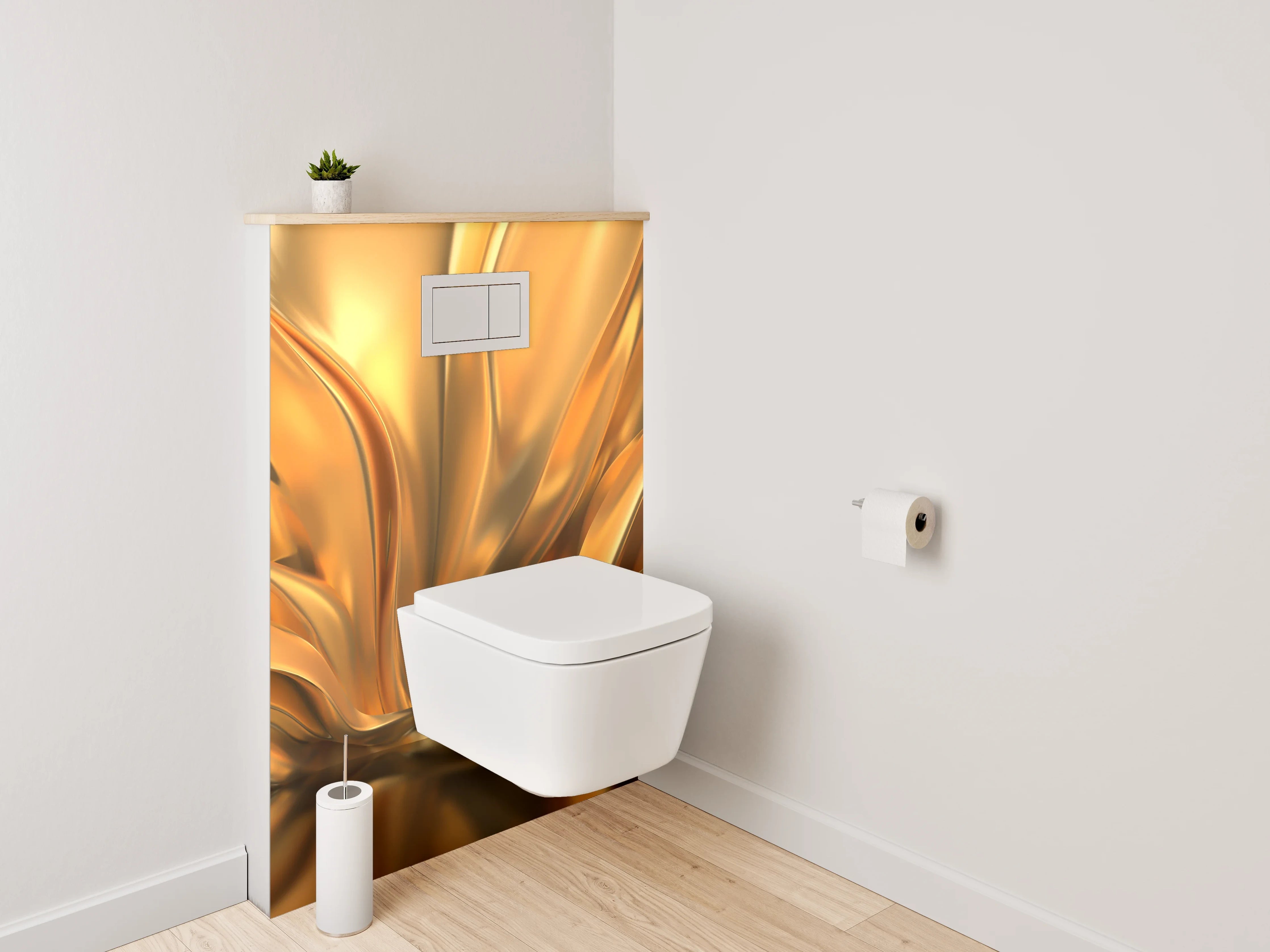 WC-Rückwand - Goldene abstrakte Eleganz Wanddesign