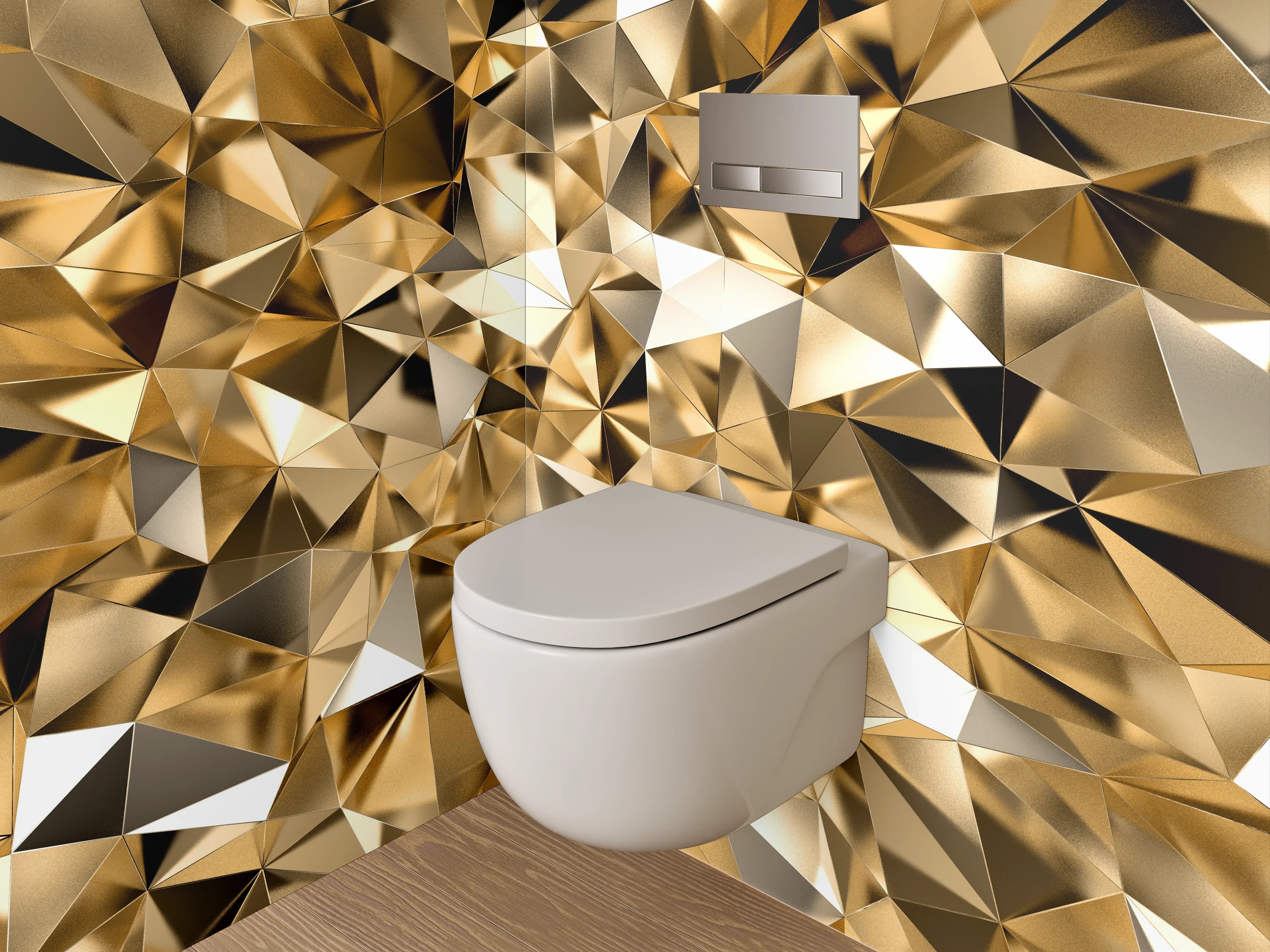 WC-Rückwand - Goldene abstrakte Glanzmuster Design