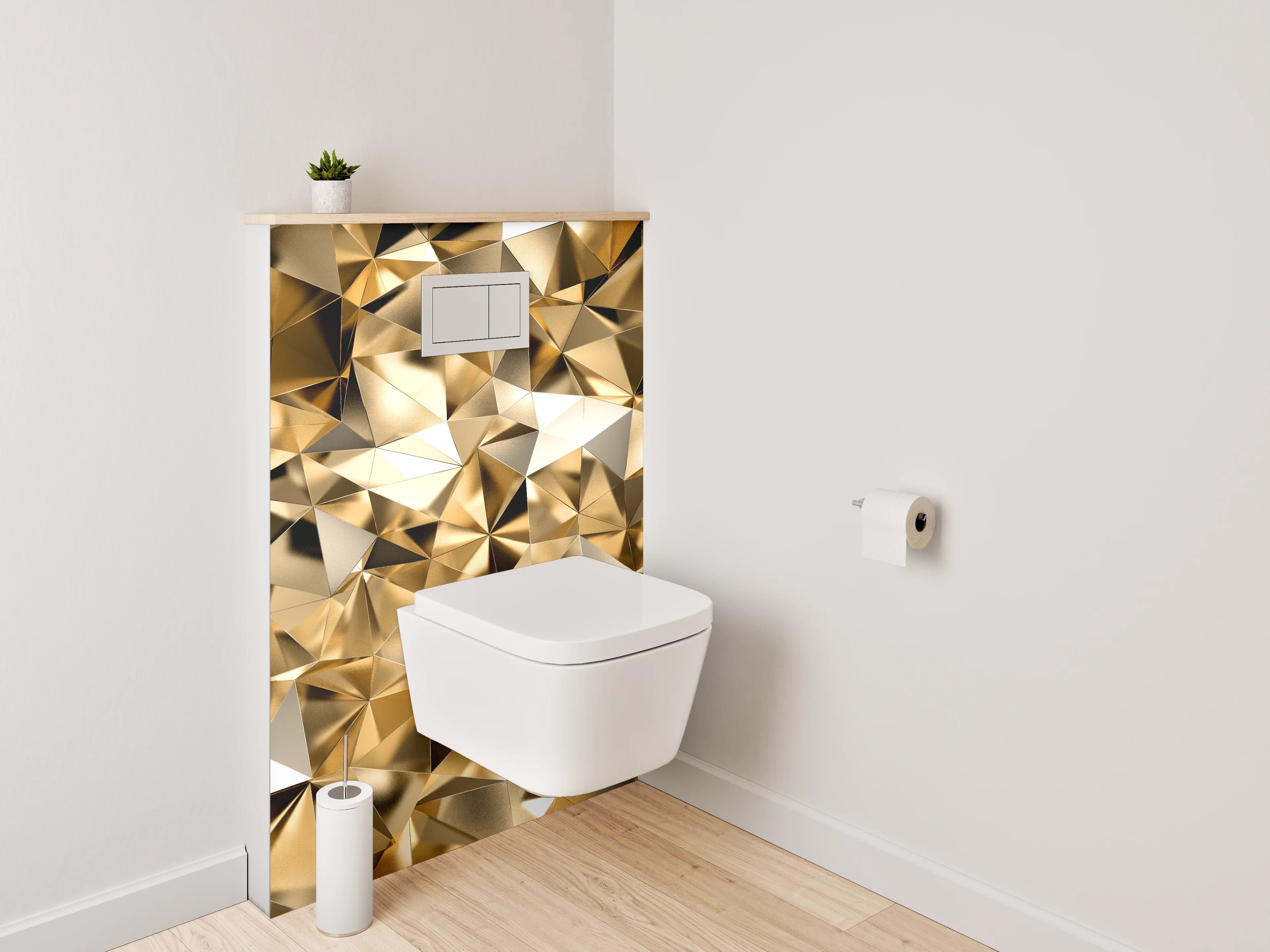 WC-Rückwand - Goldene abstrakte Glanzmuster Design