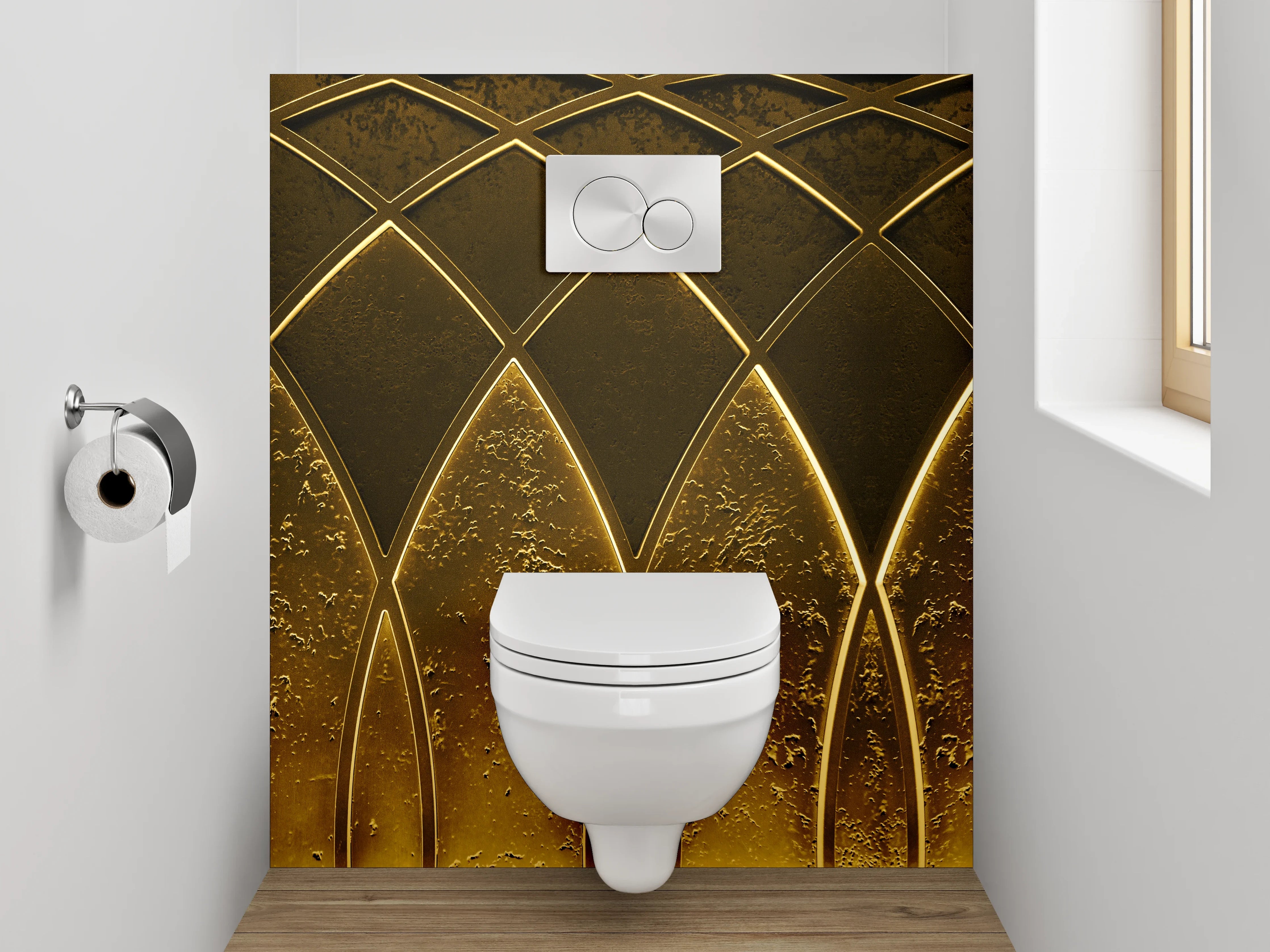 WC-Rückwand - Goldene abstrakte Muster-Wand