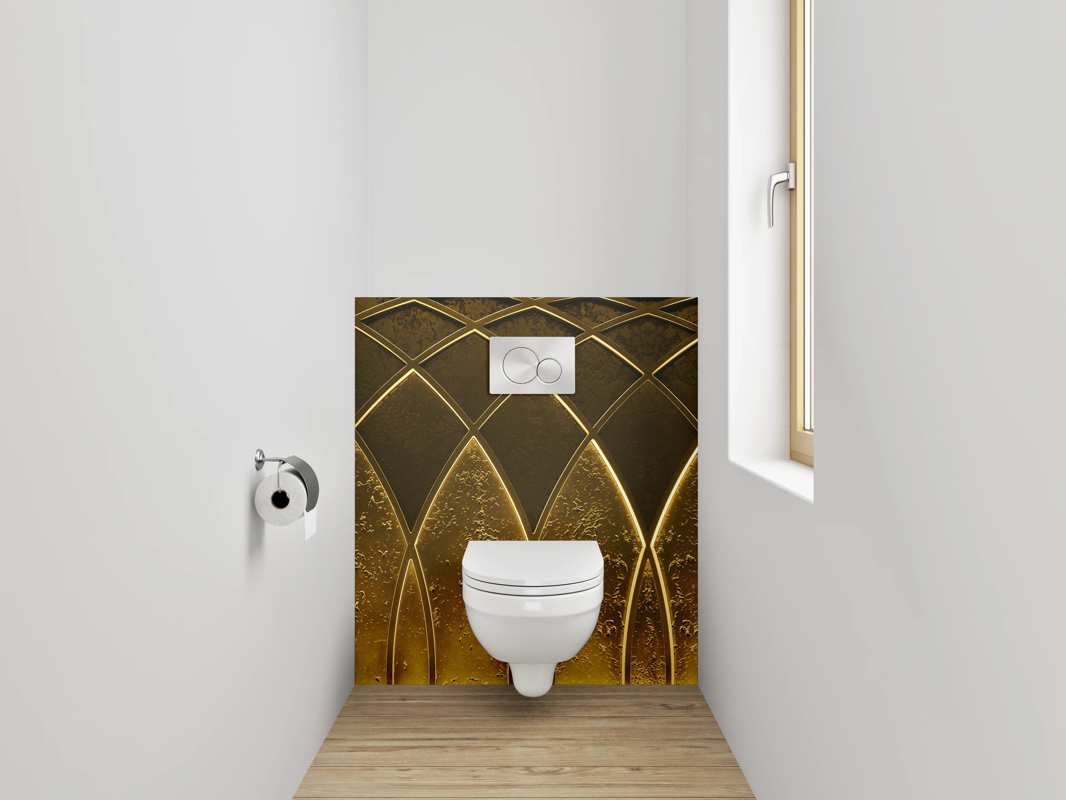WC-Rückwand - Goldene abstrakte Muster-Wand