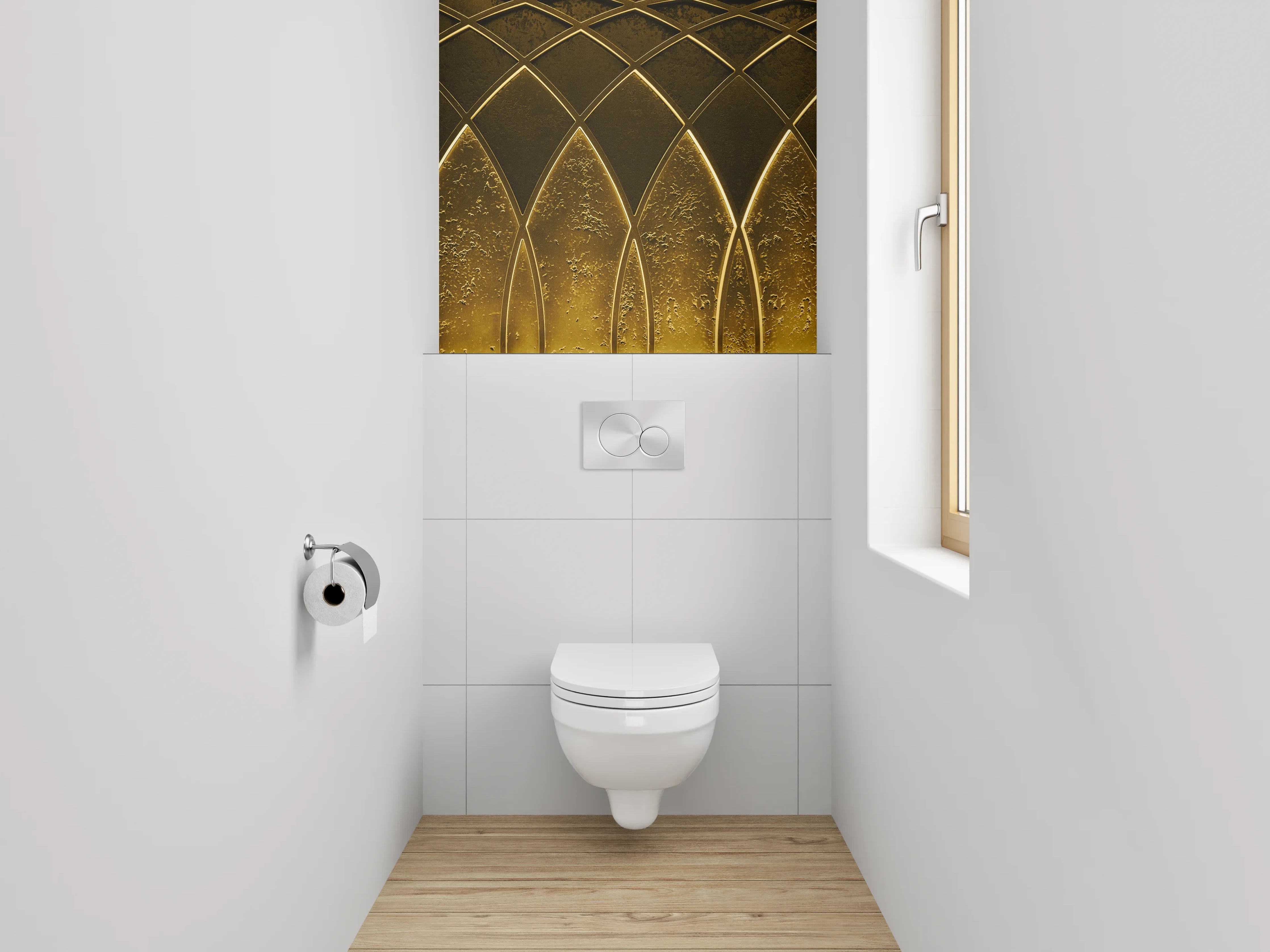 WC-Rückwand - Goldene abstrakte Muster-Wand