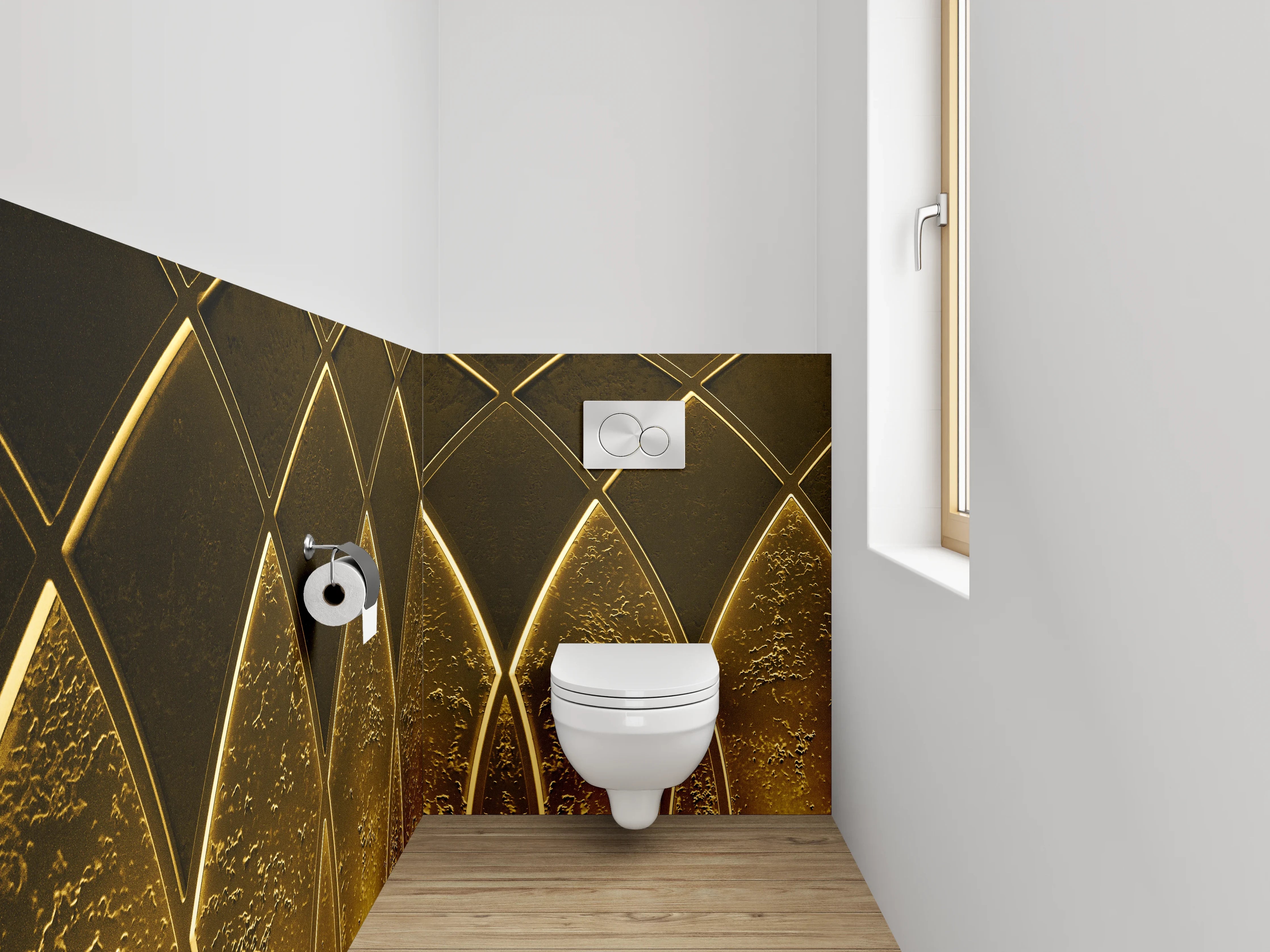 WC-Rückwand - Goldene abstrakte Muster-Wand