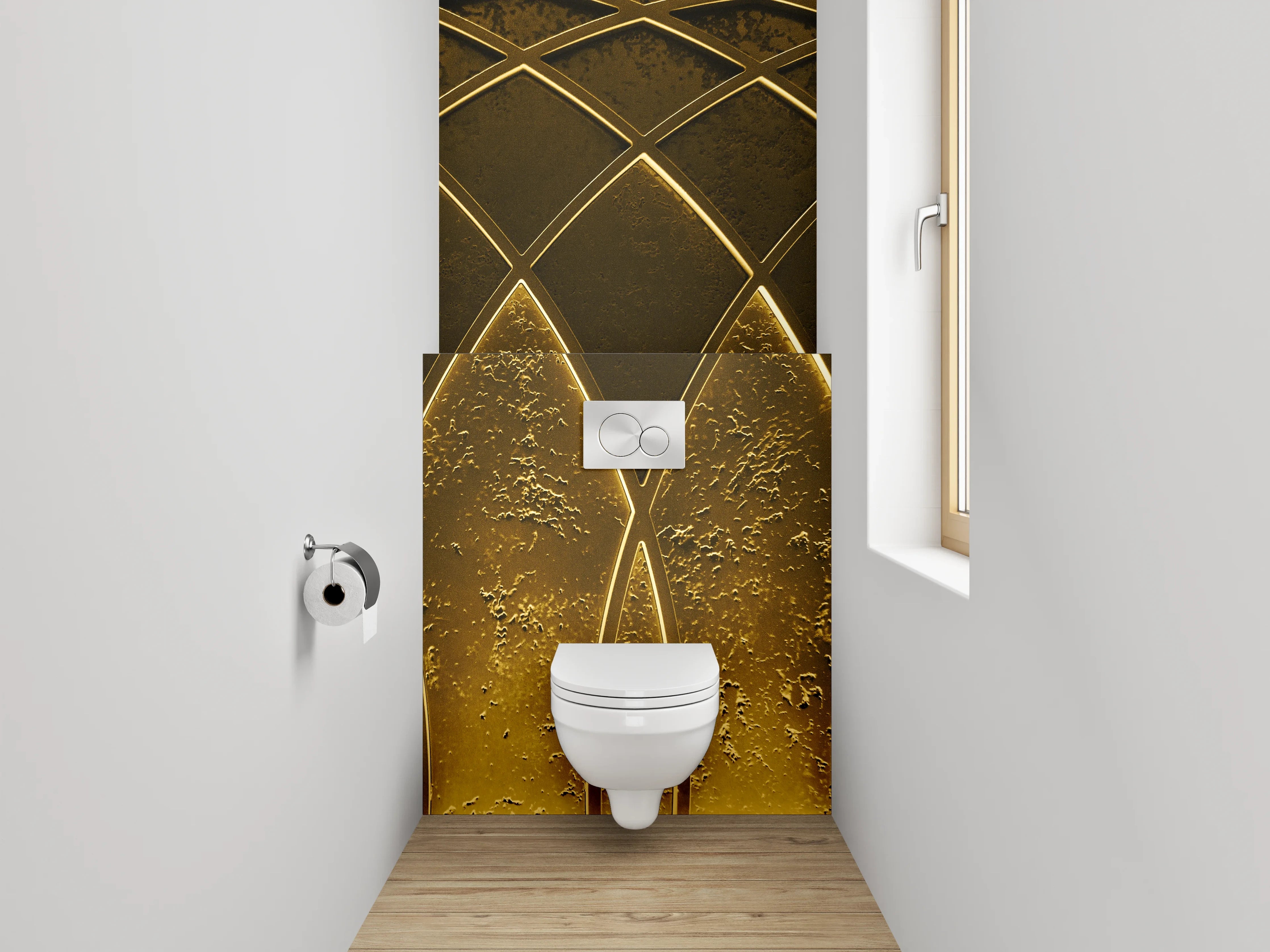 WC-Rückwand - Goldene abstrakte Muster-Wand