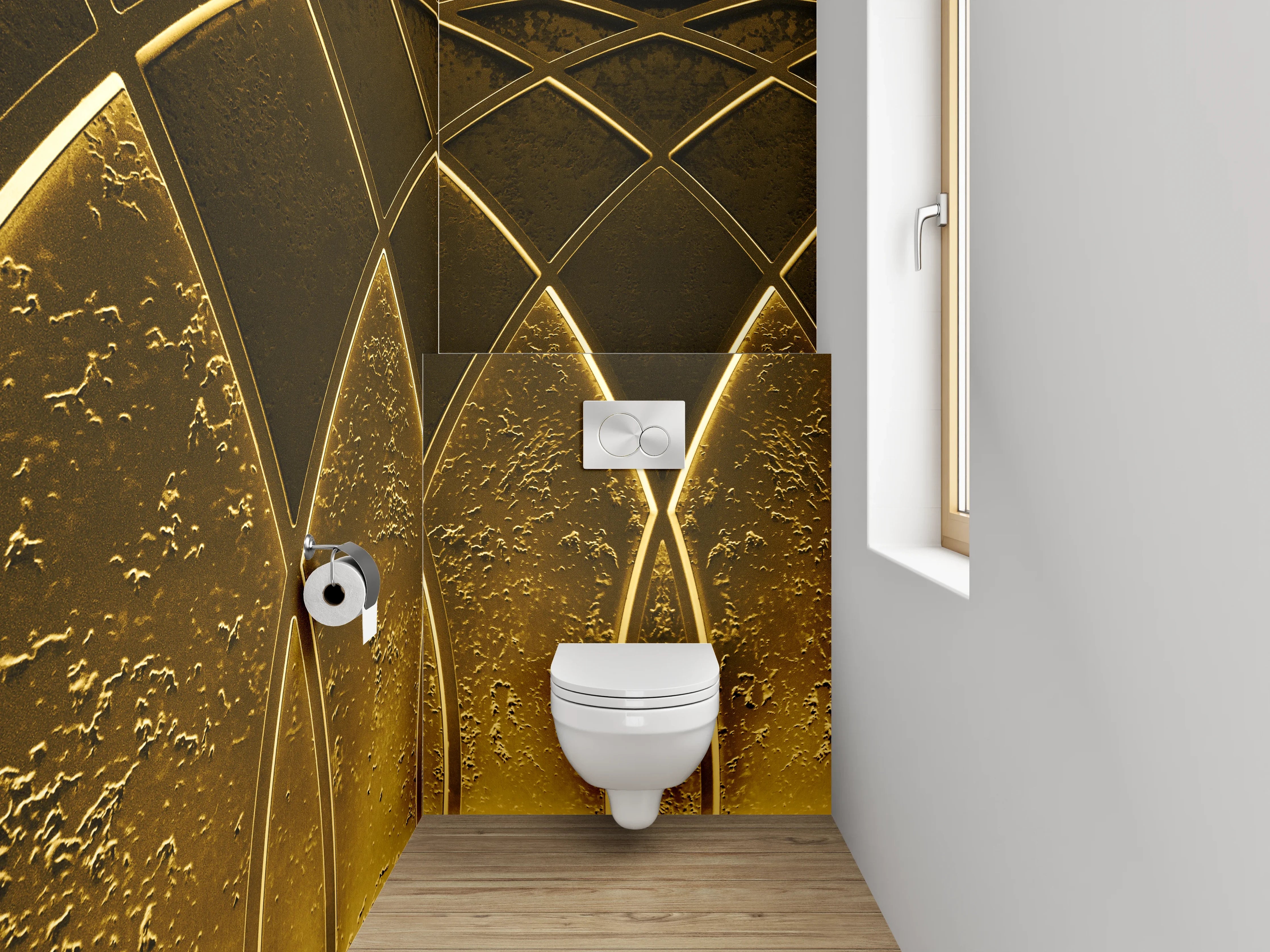 WC-Rückwand - Goldene abstrakte Muster-Wand