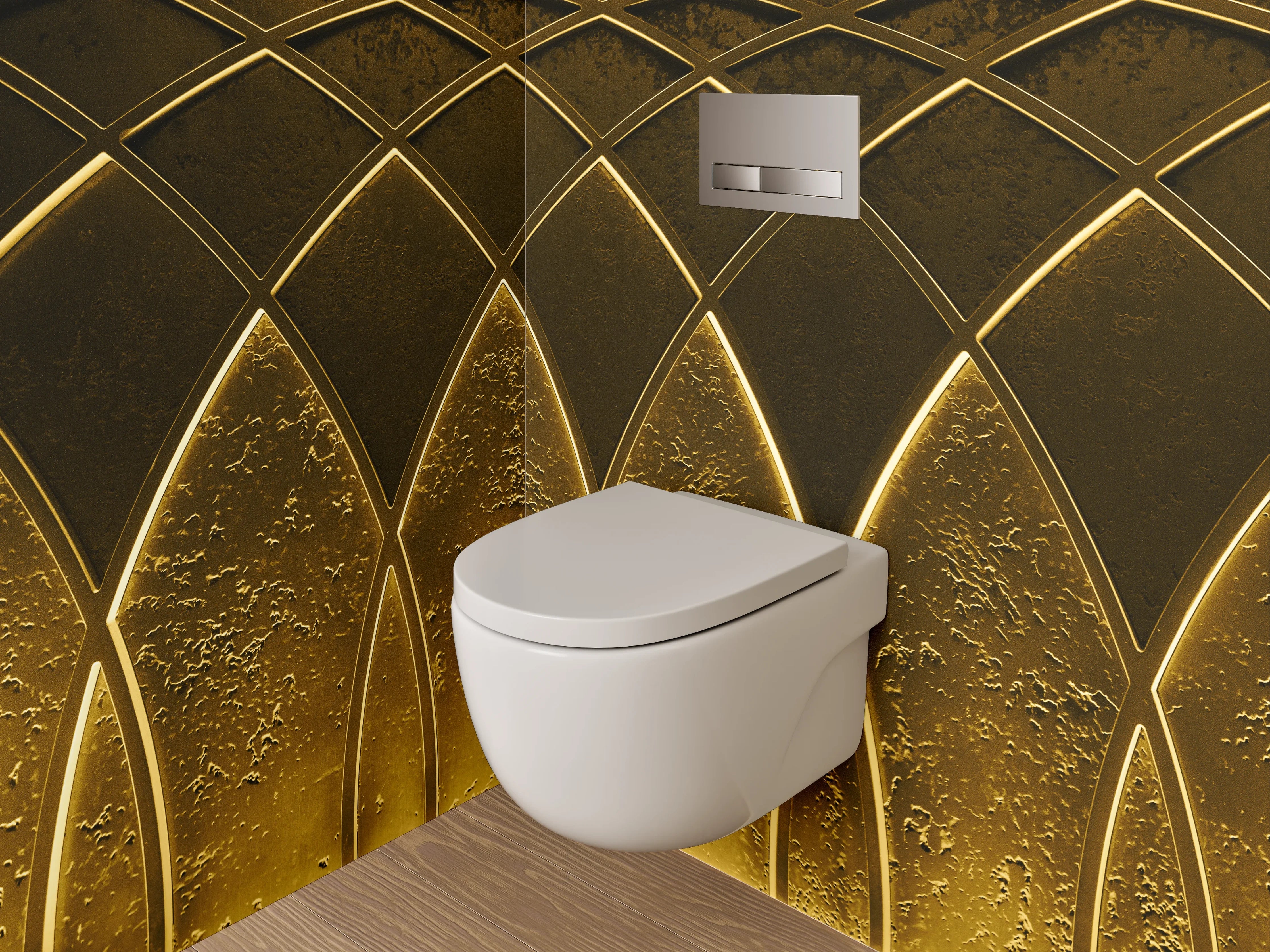 WC-Rückwand - Goldene abstrakte Muster-Wand