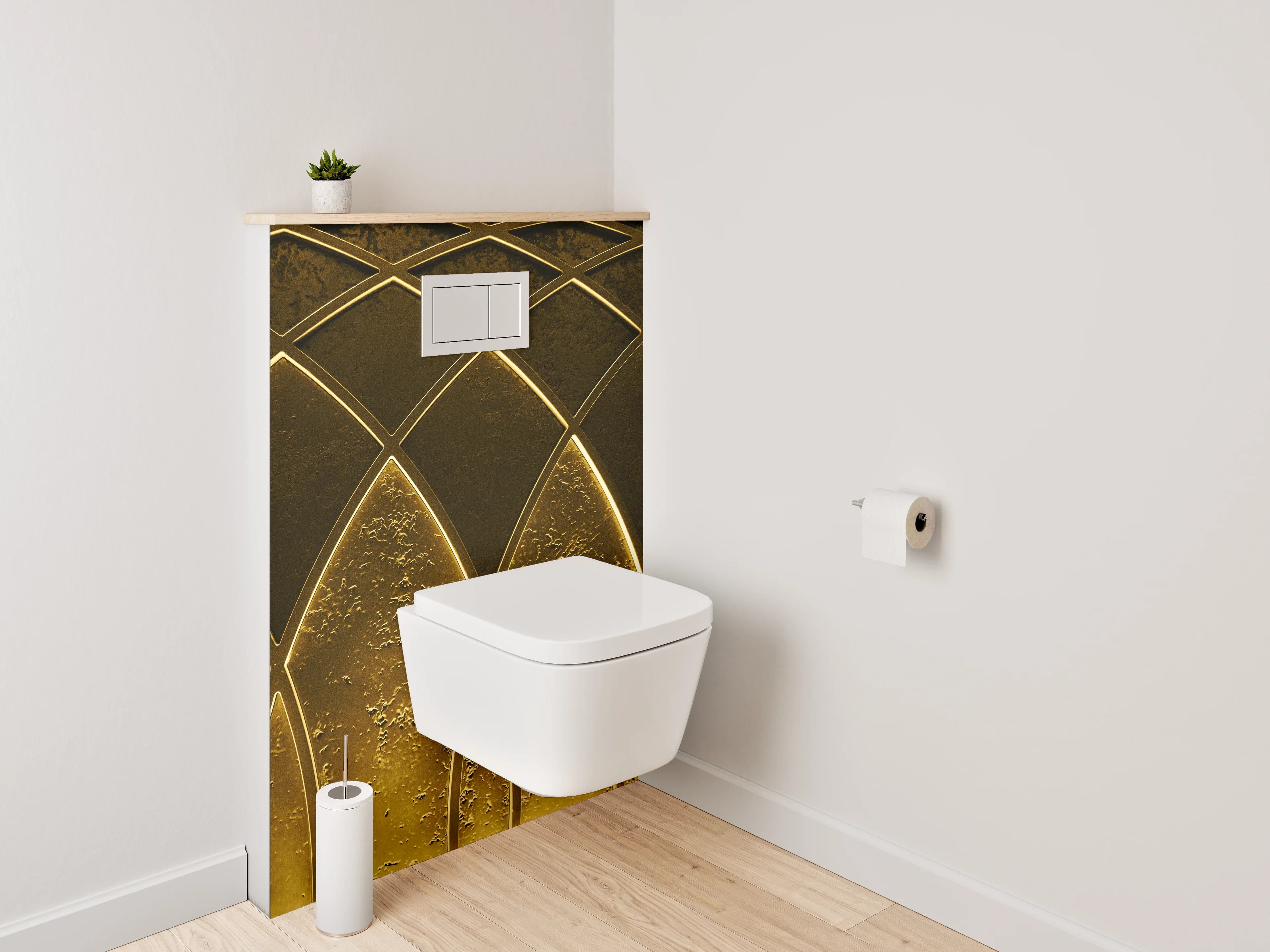 WC-Rückwand - Goldene abstrakte Muster-Wand