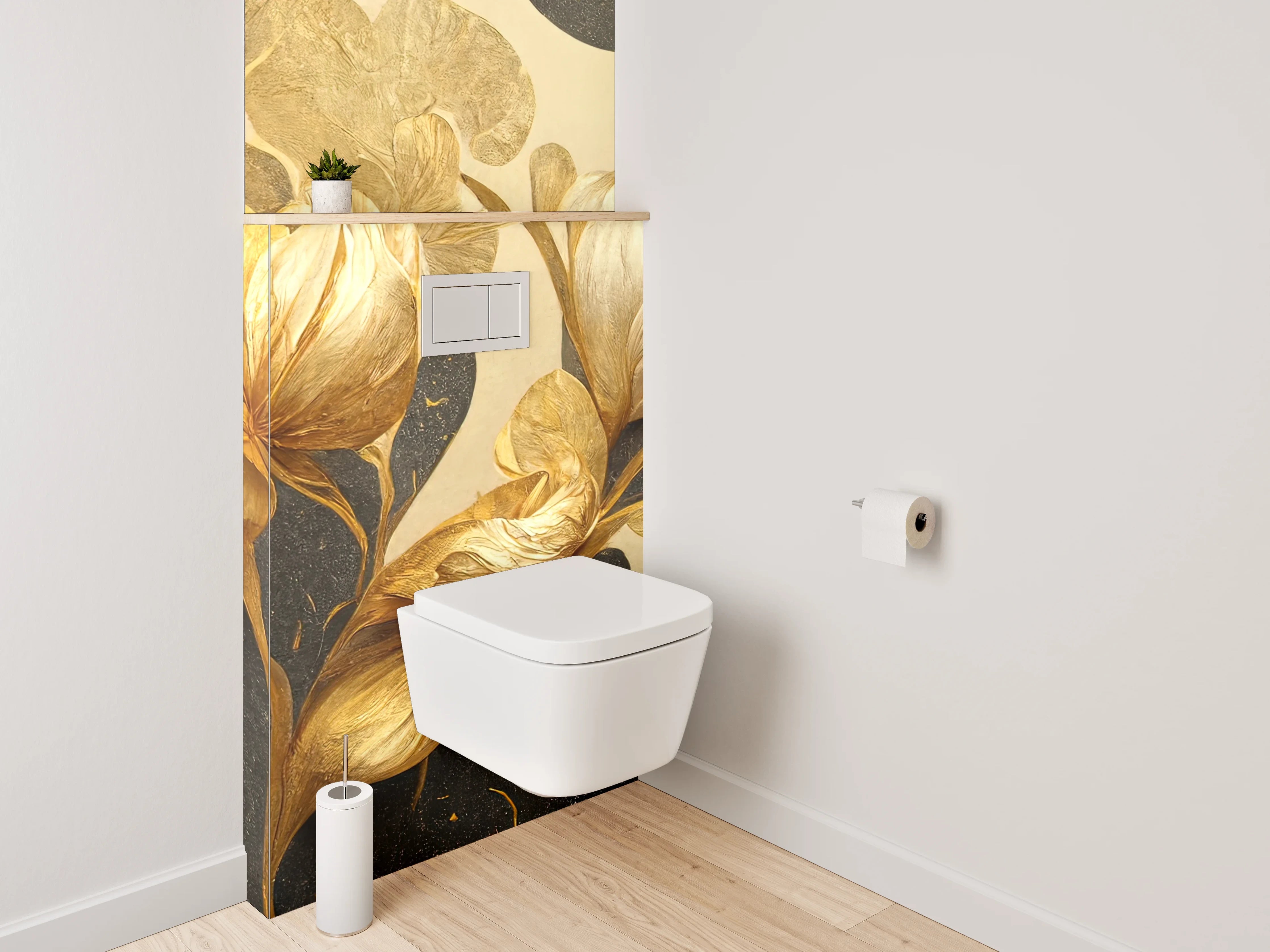 WC-Rückwand - Goldene florale Eleganz Illustration